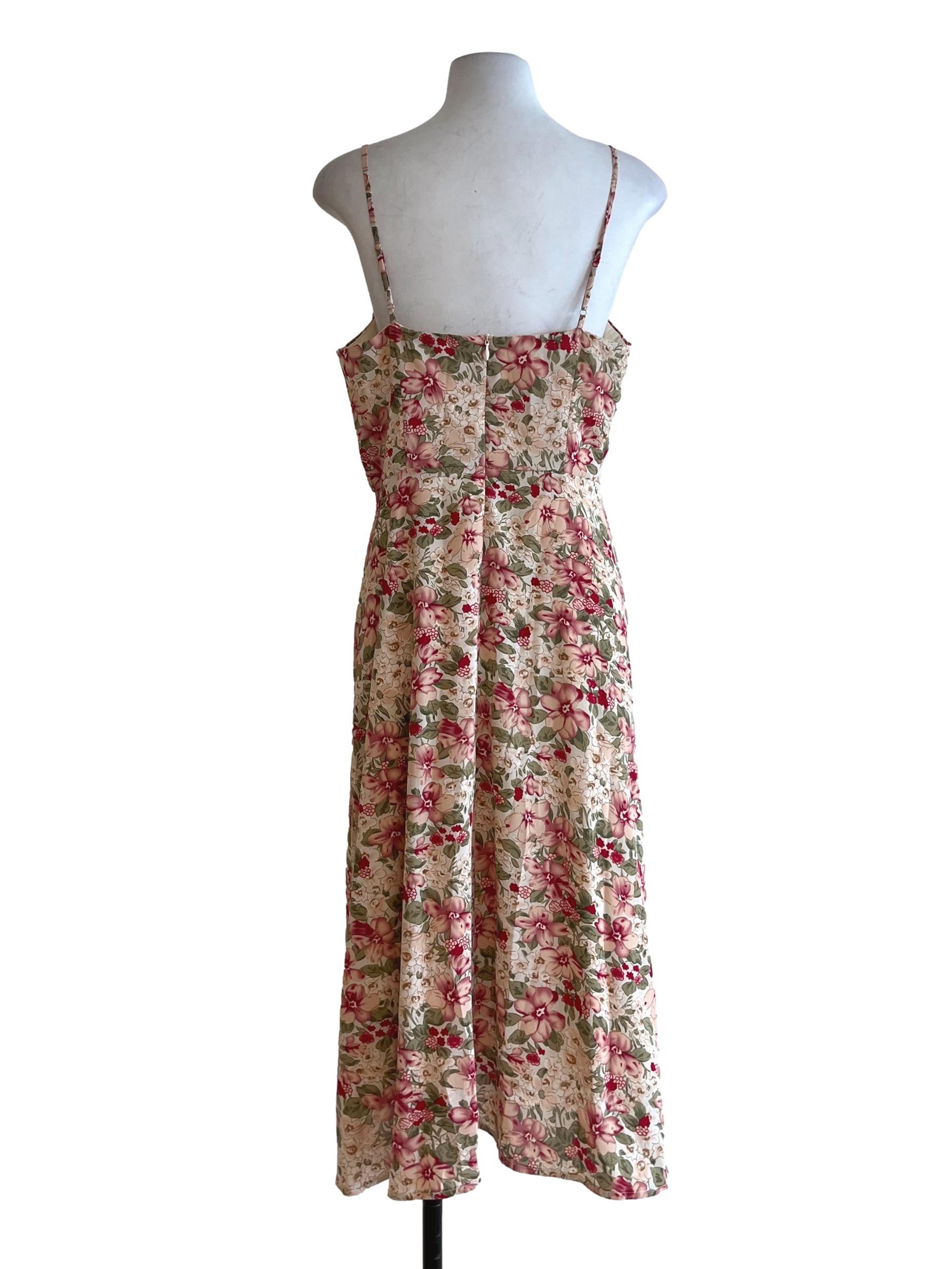 Cream White Floral A-Line Dress