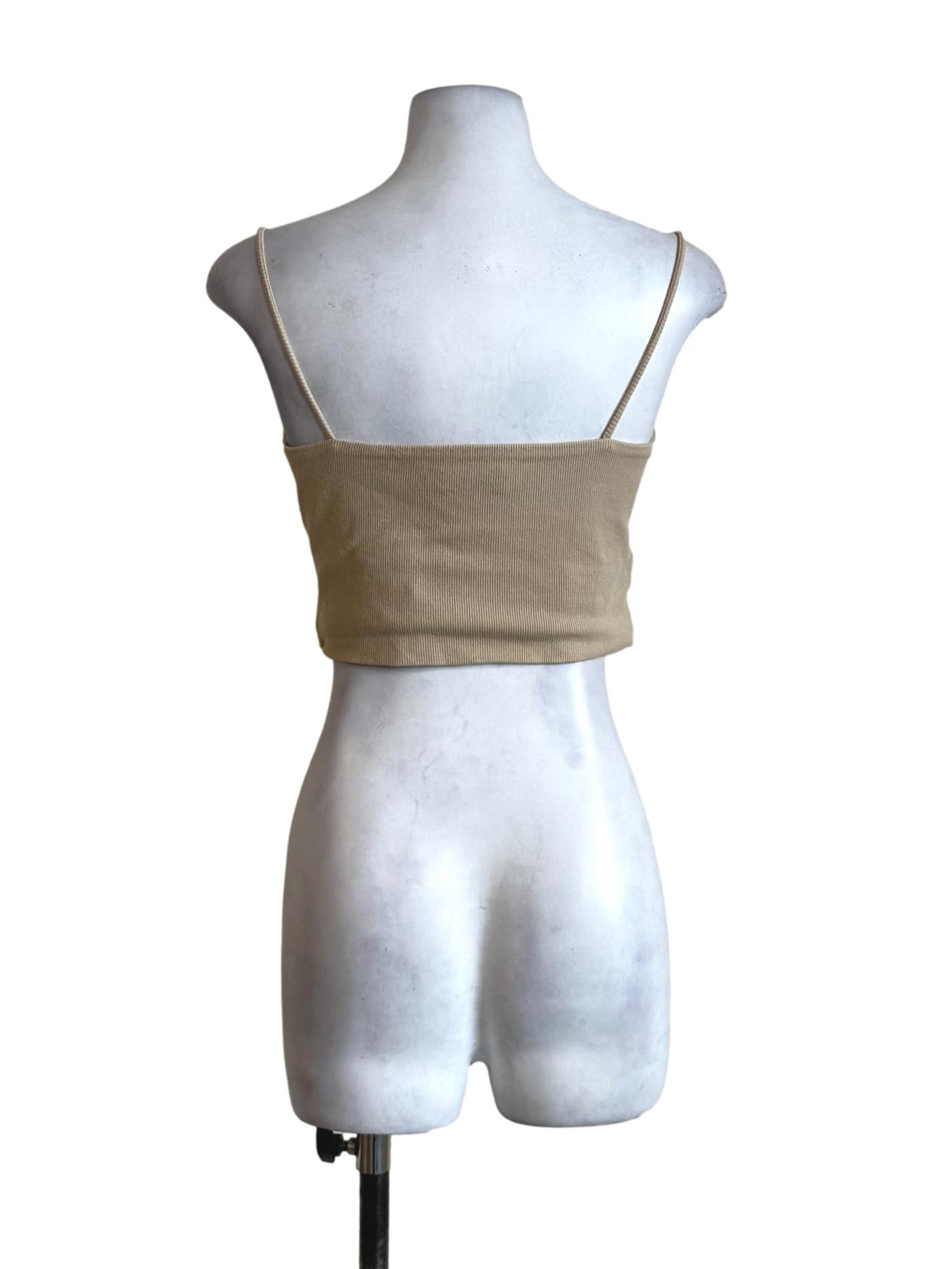 Macaroon Beige Stripes Crop Top