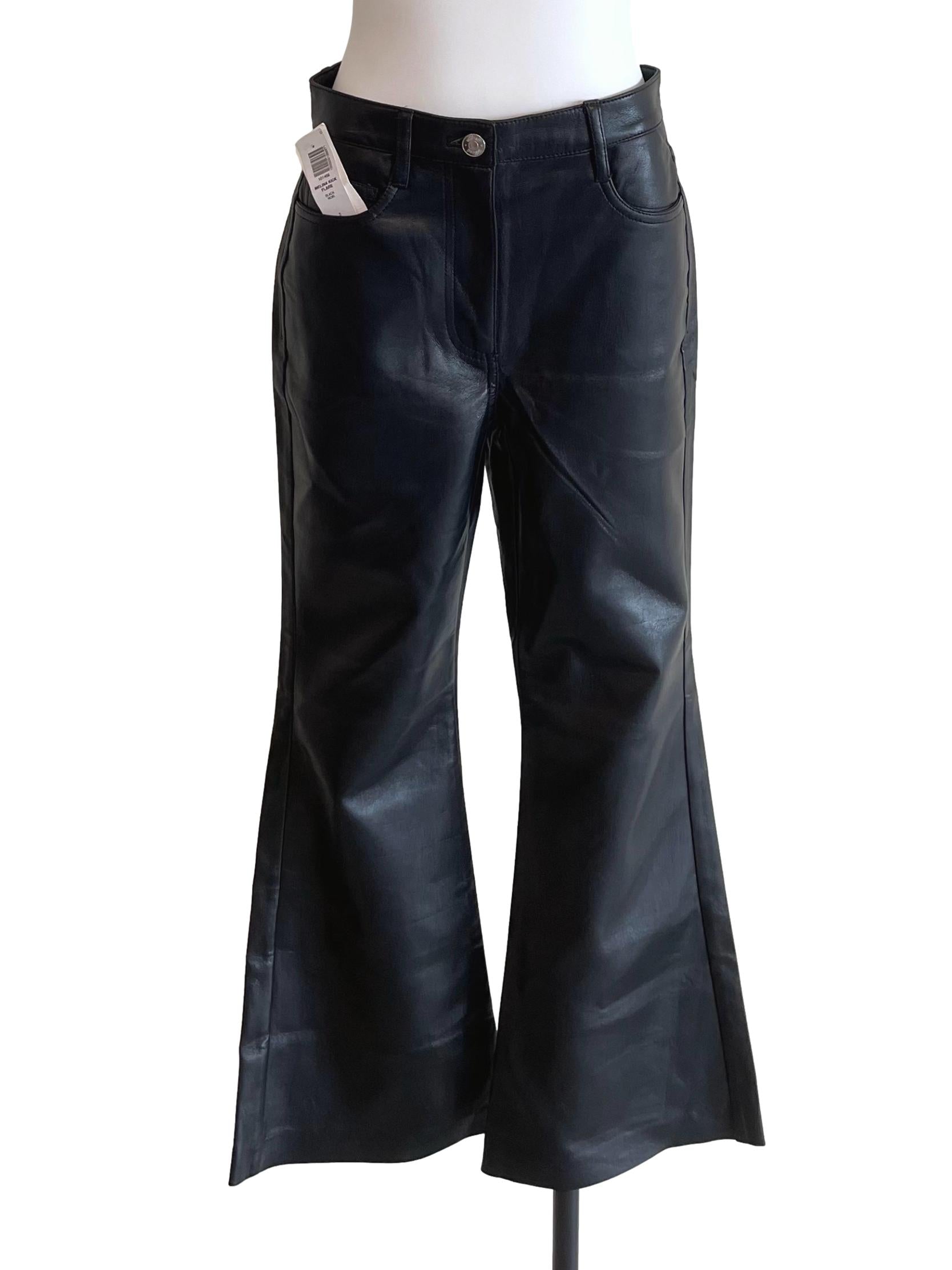 Black Leather Flared Pants