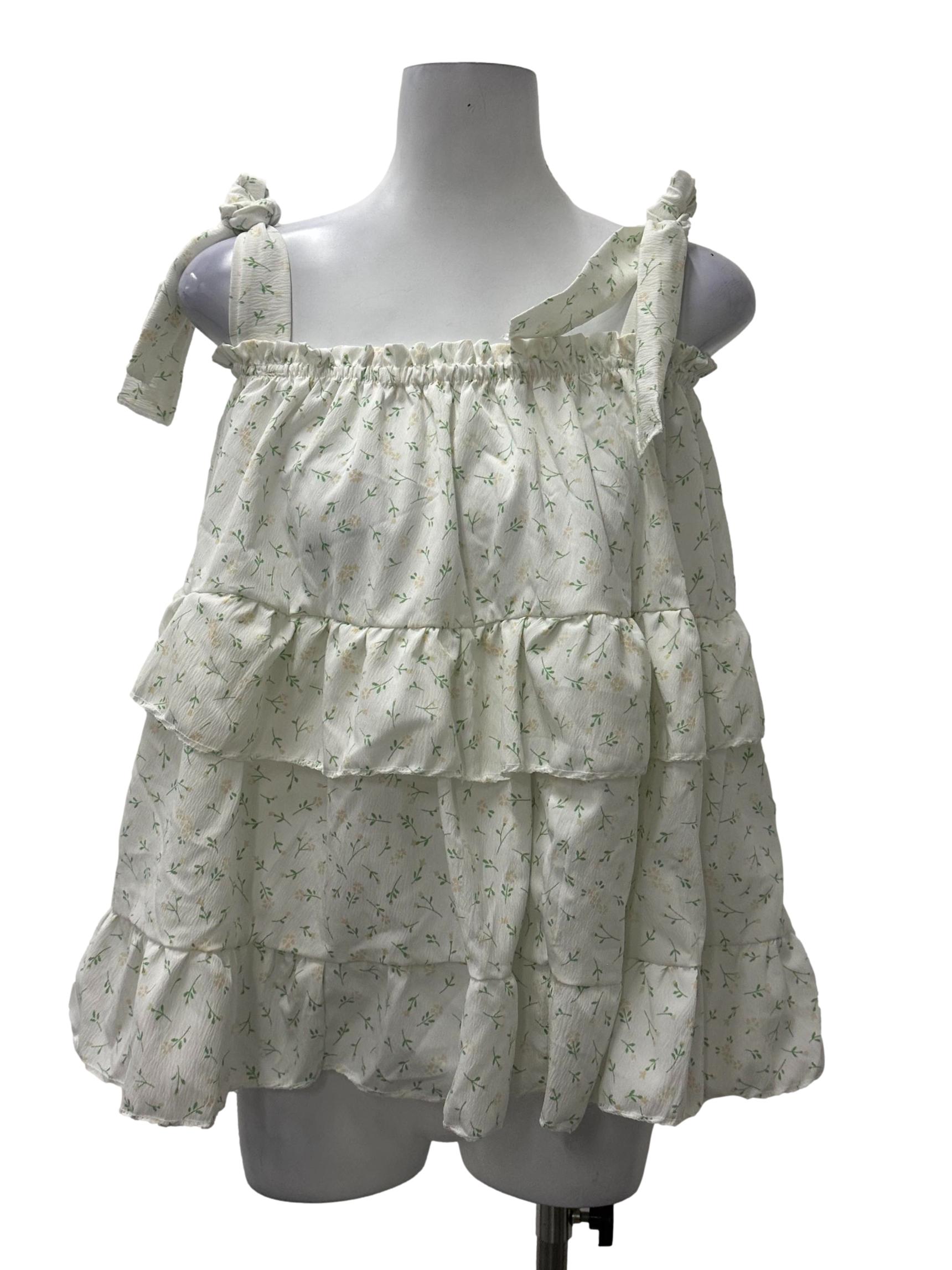 White Floral Tier Top