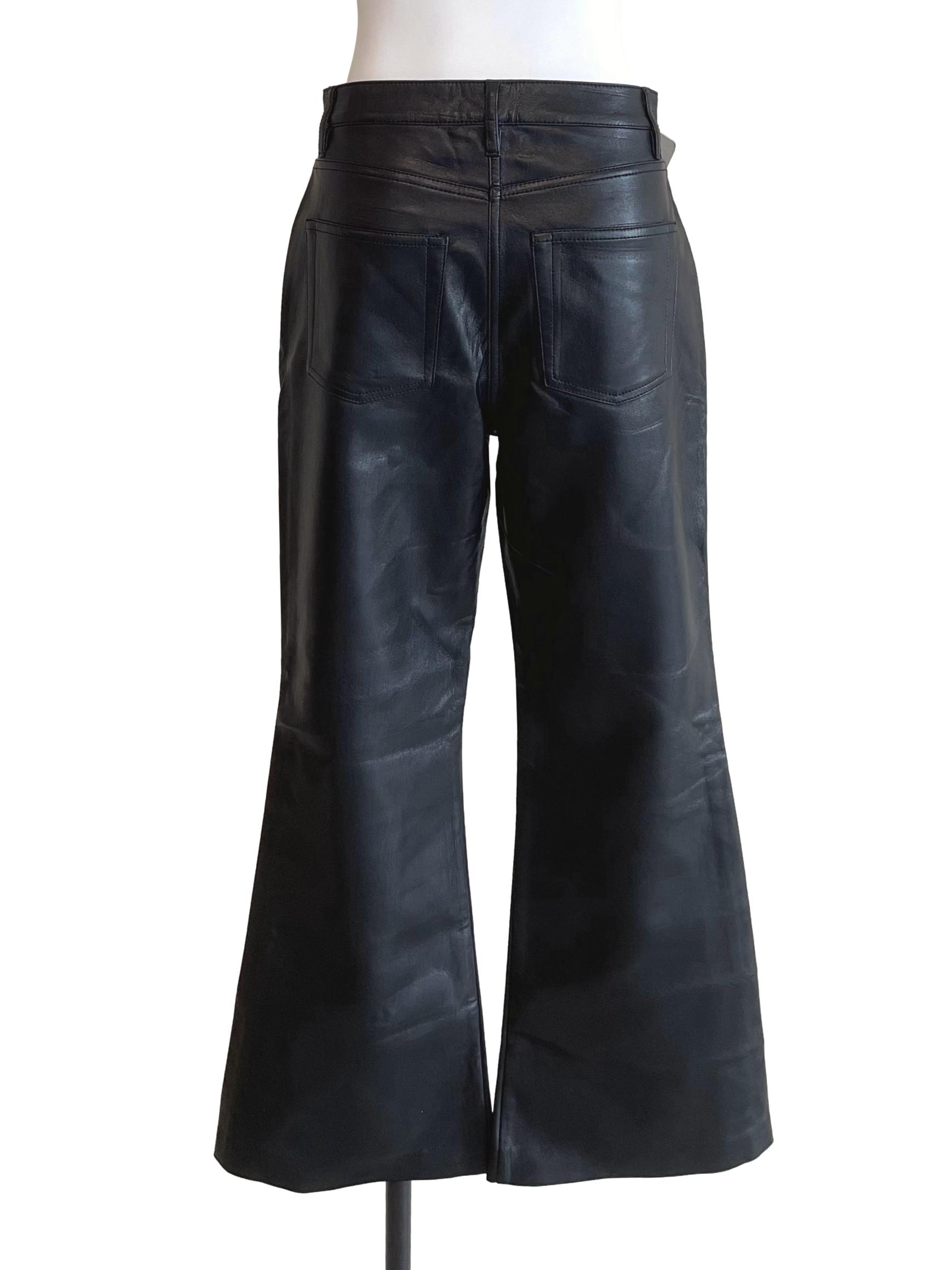 Black Leather Flared Pants