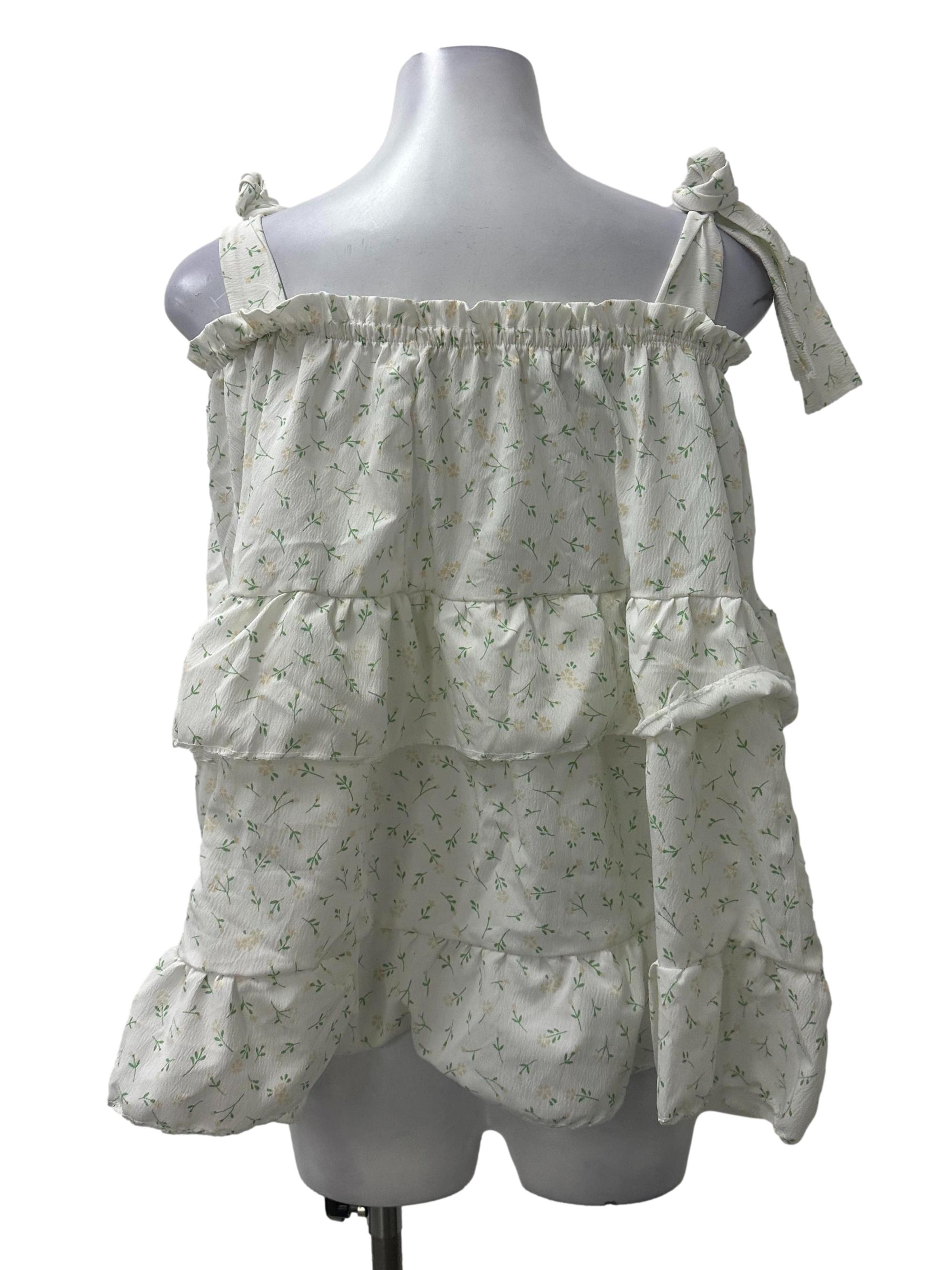 White Floral Tier Top