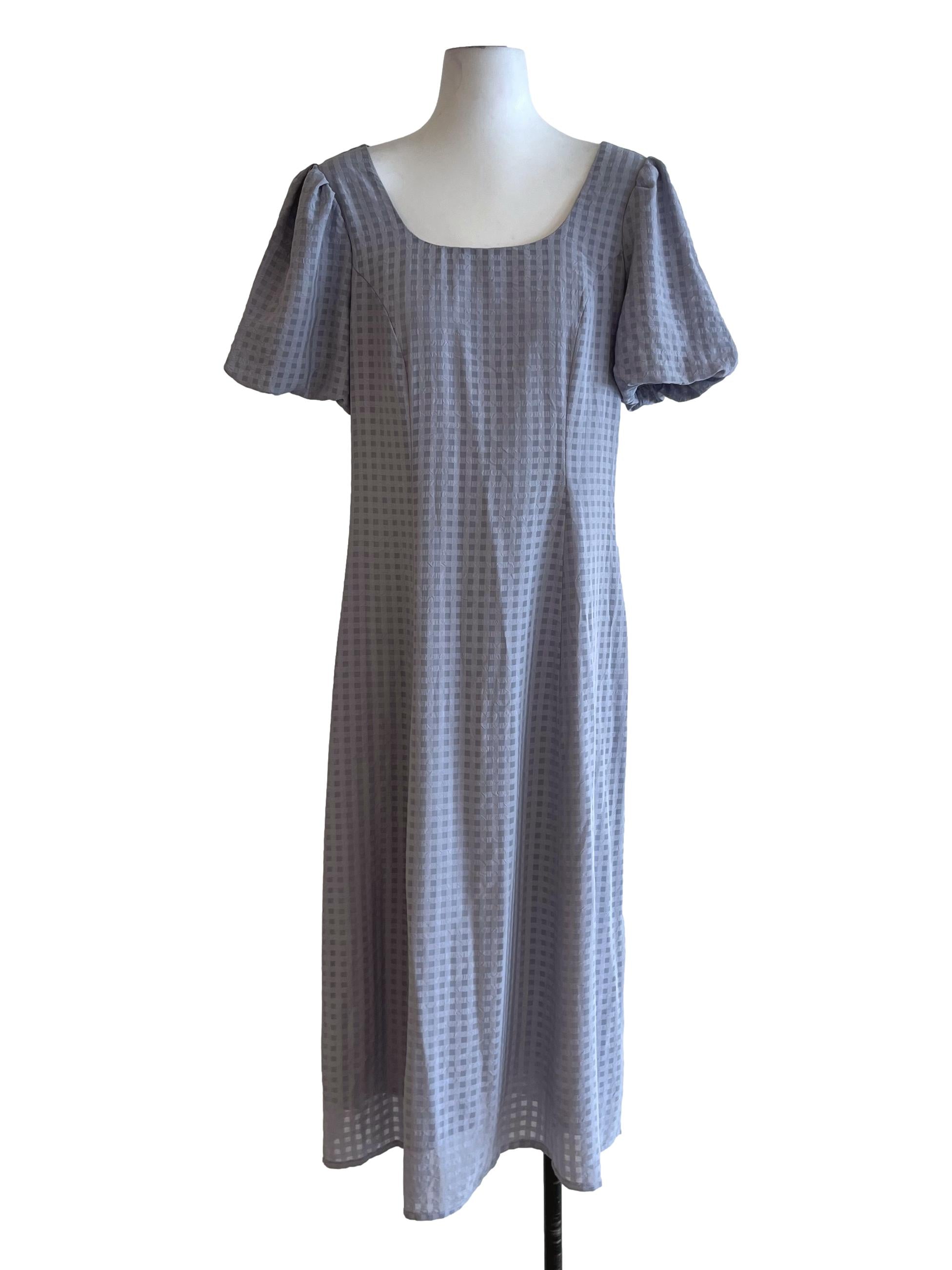 Stone Grey Square Neckline Empire Dress