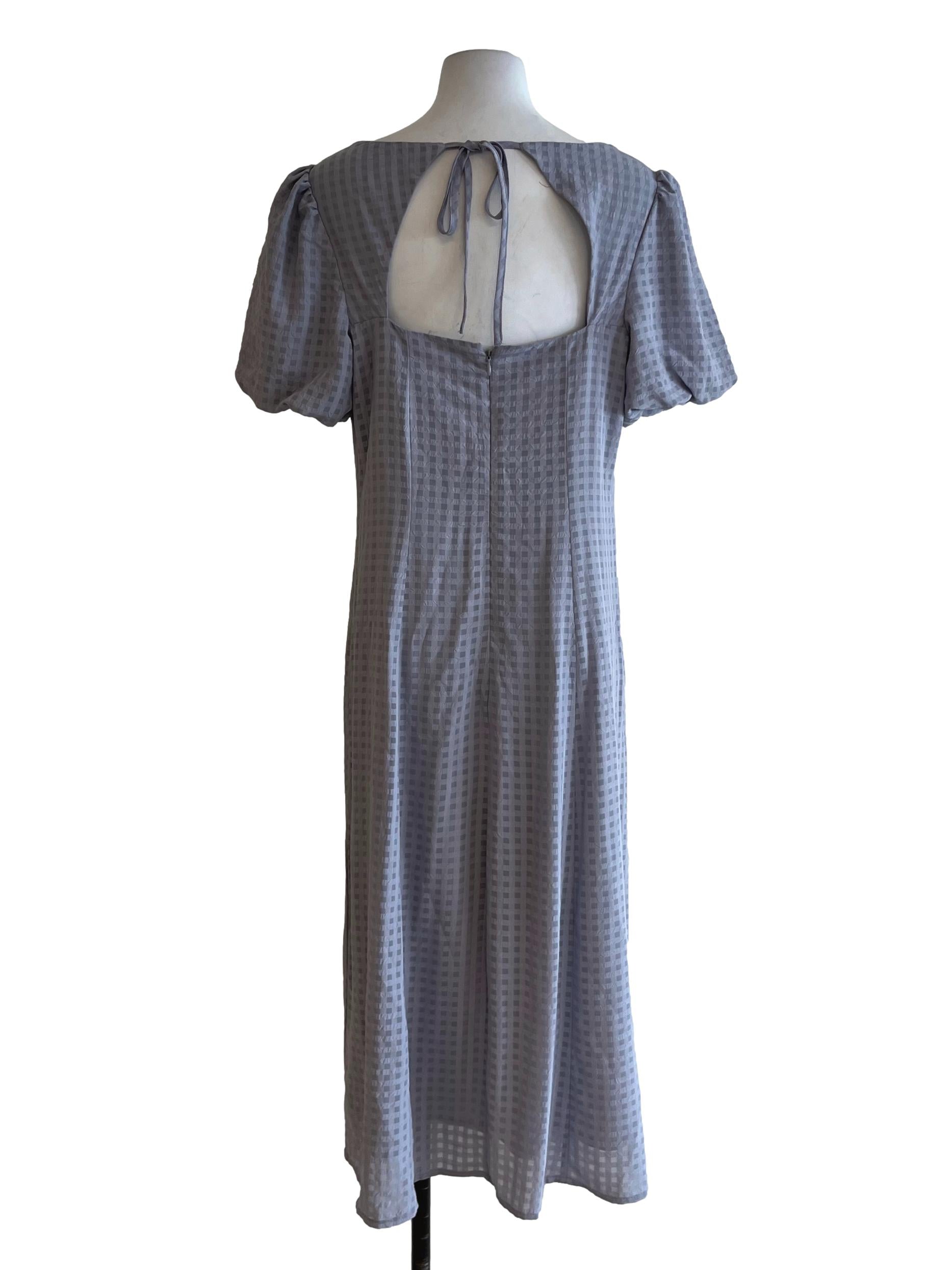 Stone Grey Square Neckline Empire Dress