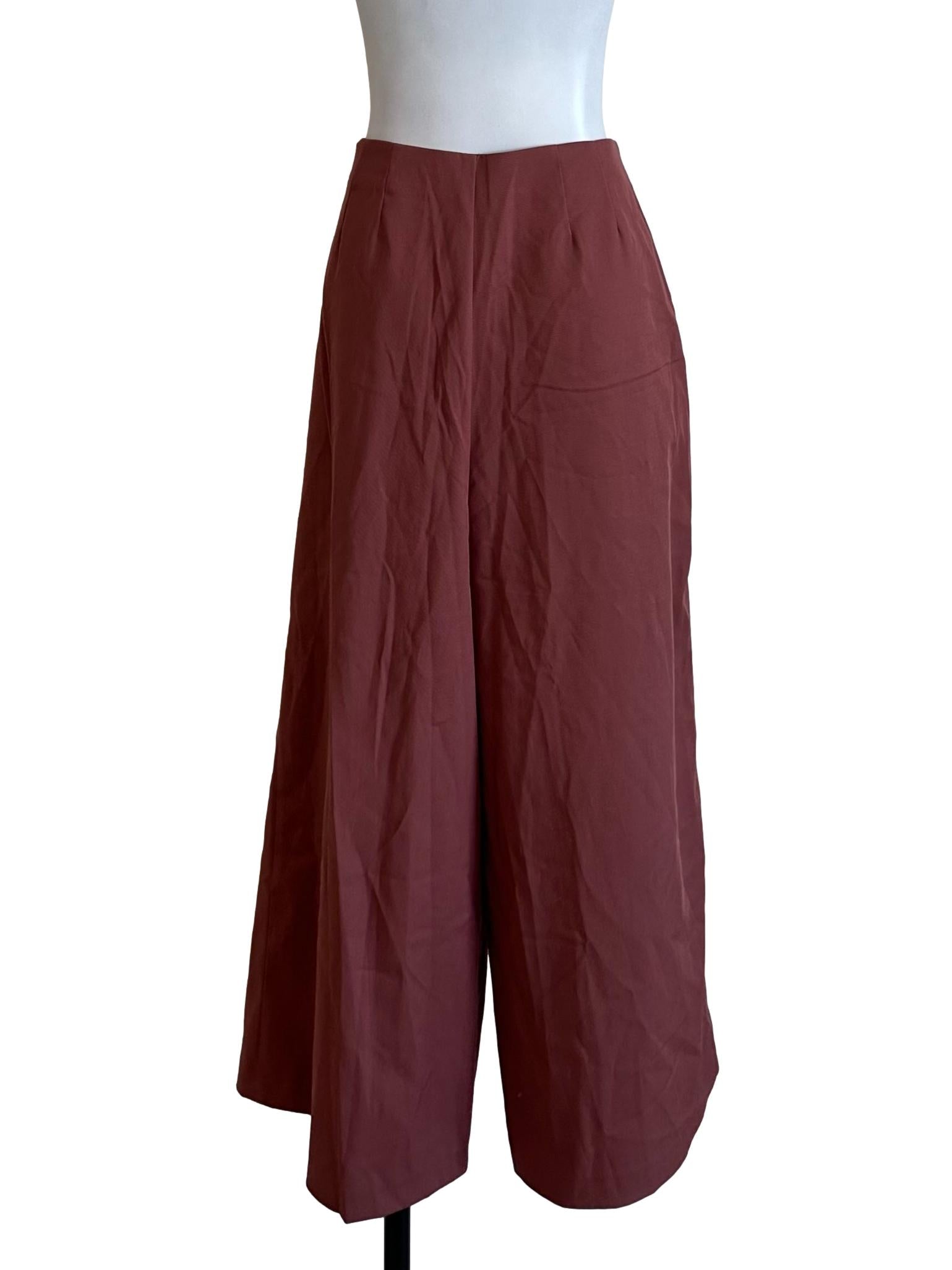 Brick Brown Side Pleated Palazzo