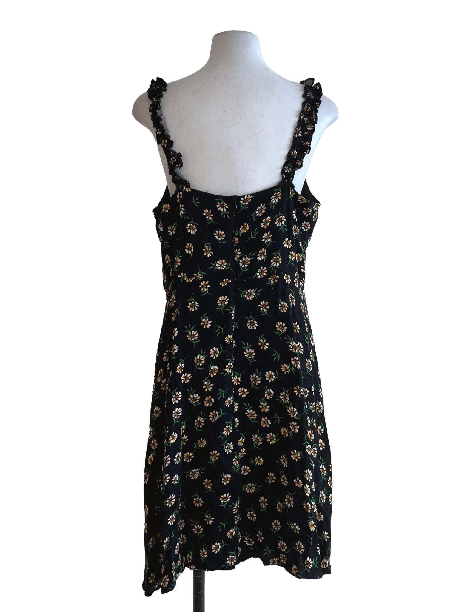 Black Floral A-Line Dress