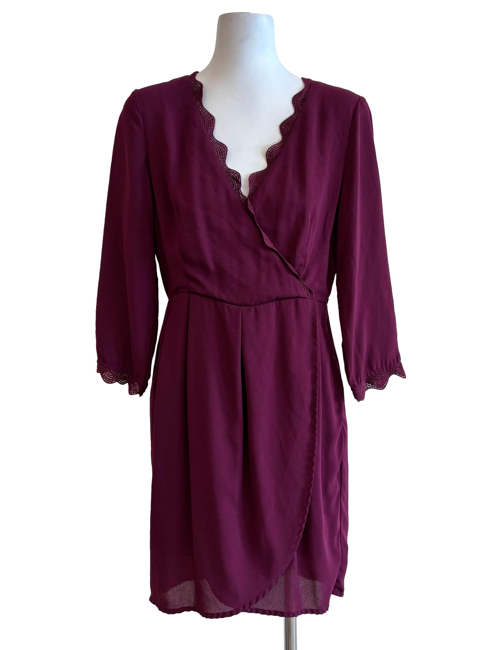 Plum Purple Surplice Chiffon Dress