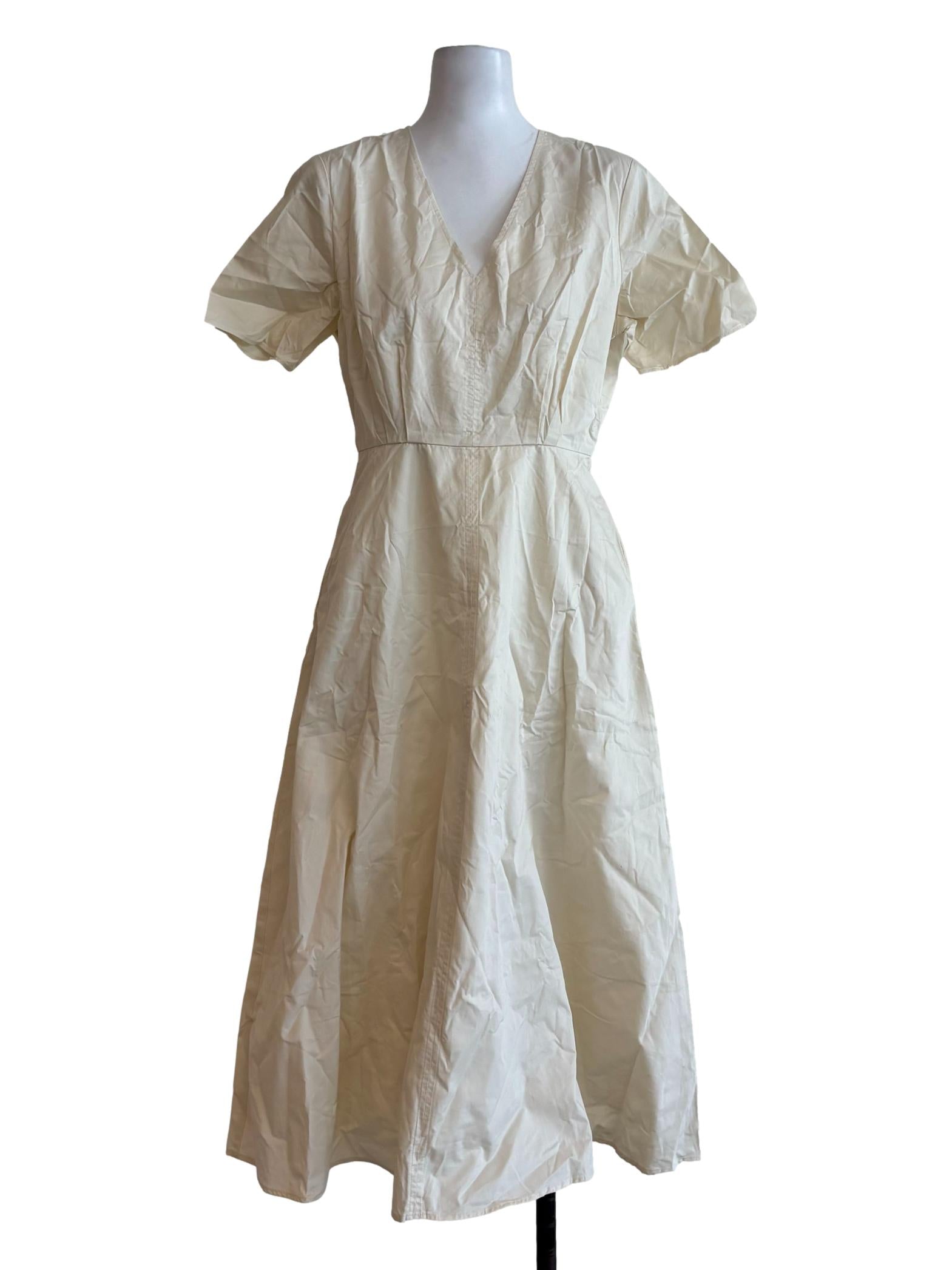 Ivory White Cotton A-Line Dress OSN