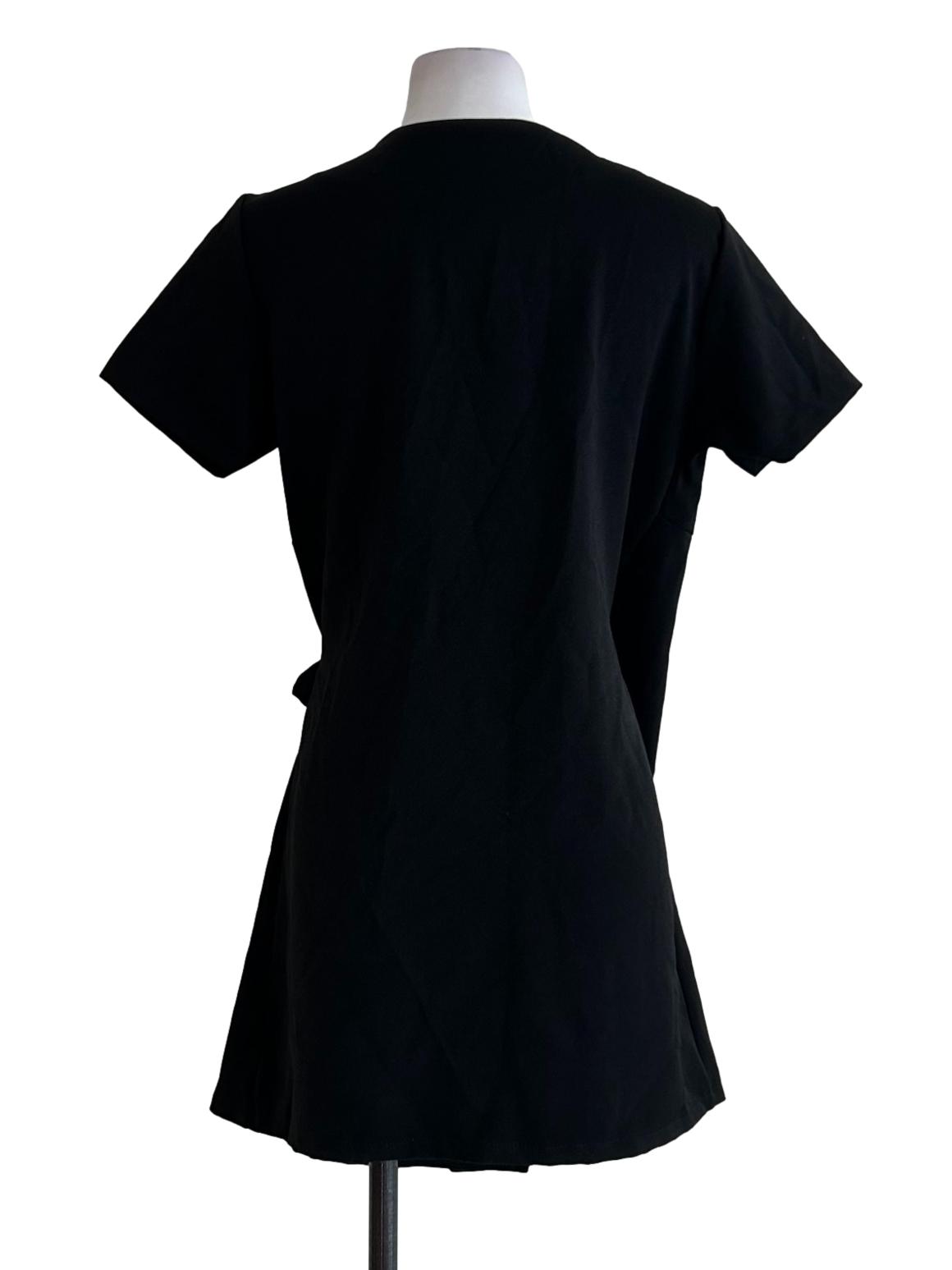 Black Wrap Long Blouse