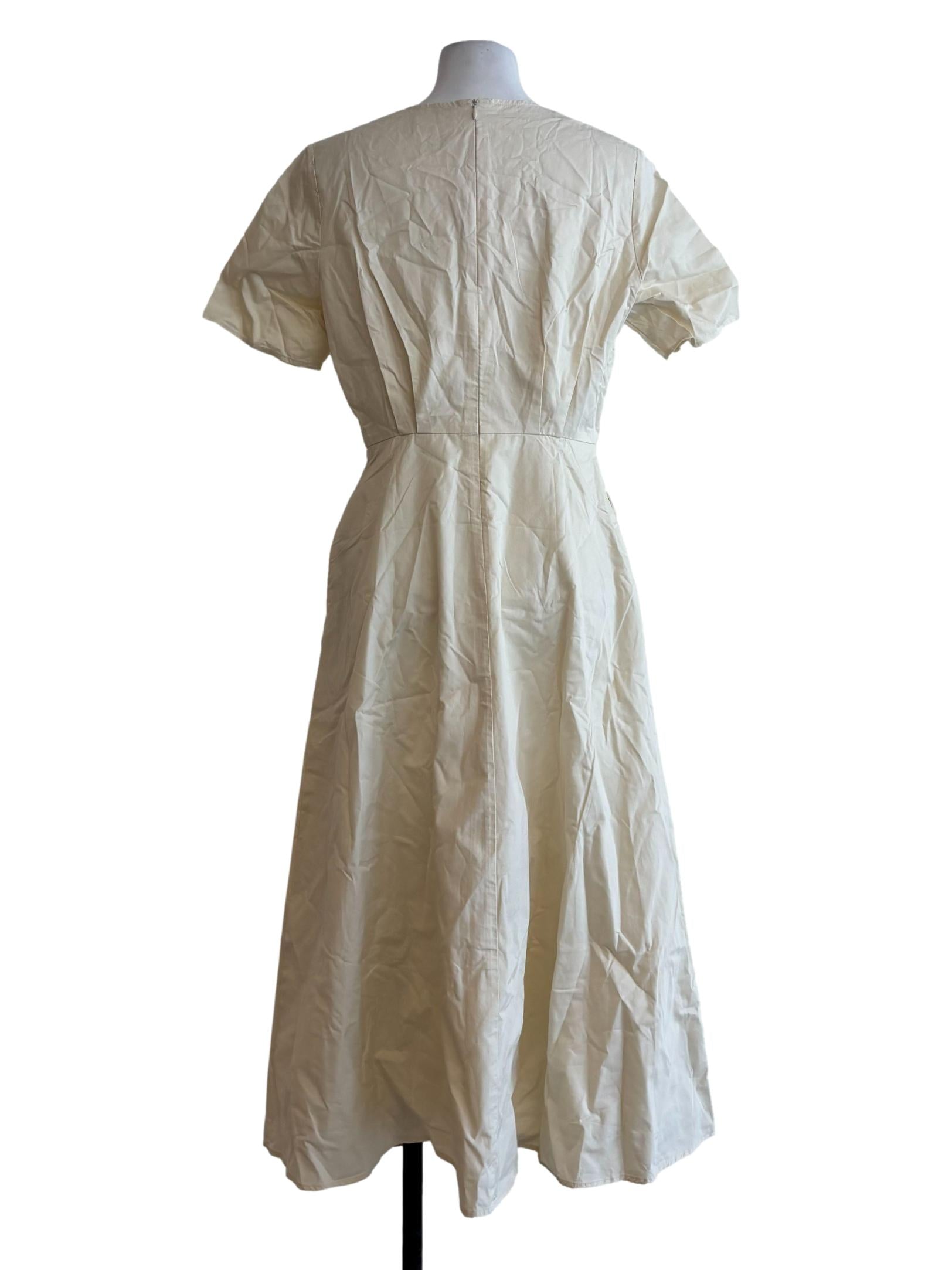 Ivory White Cotton A-Line Dress OSN