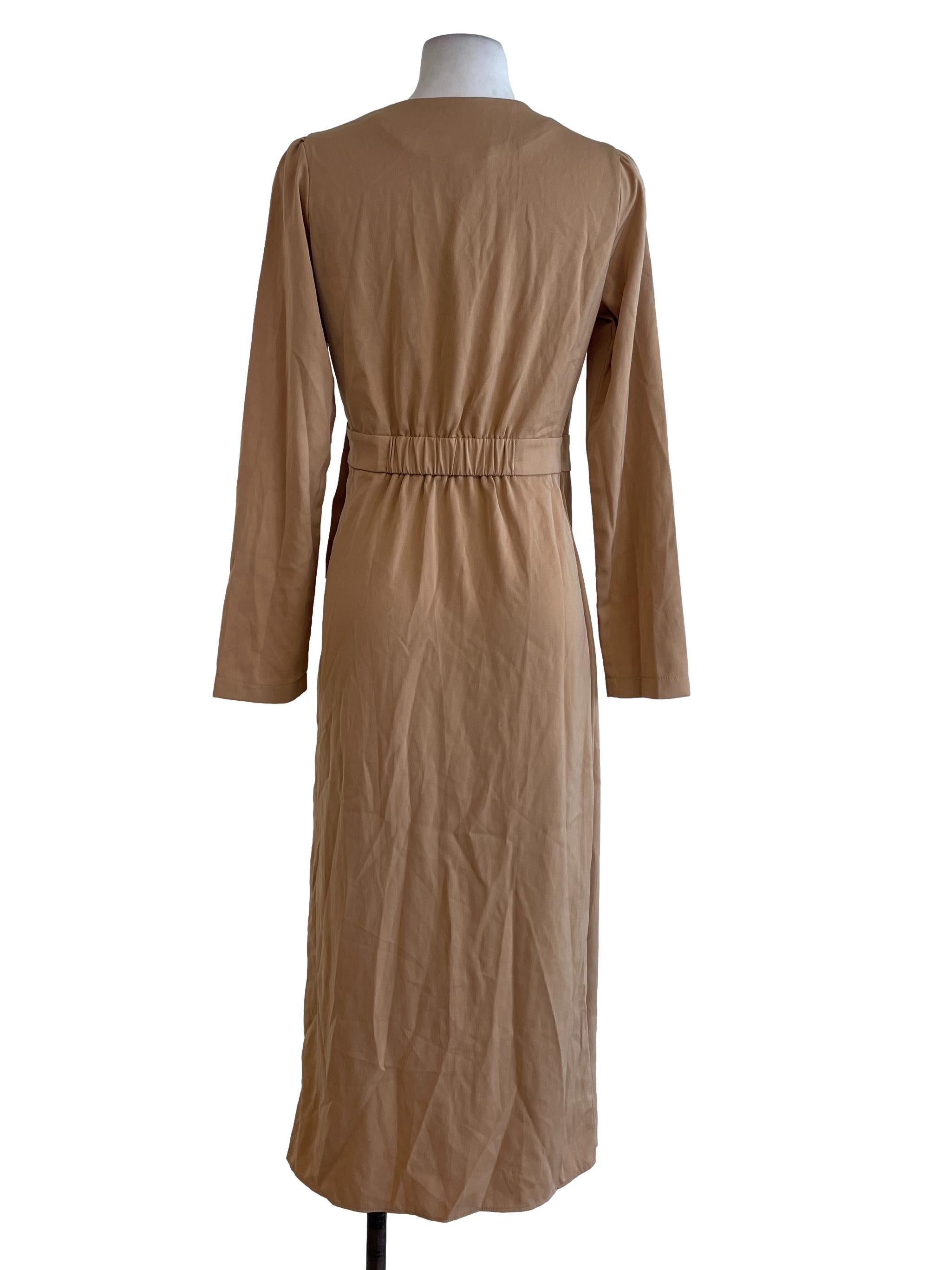 Latte Yellow Plain Wrap Dress