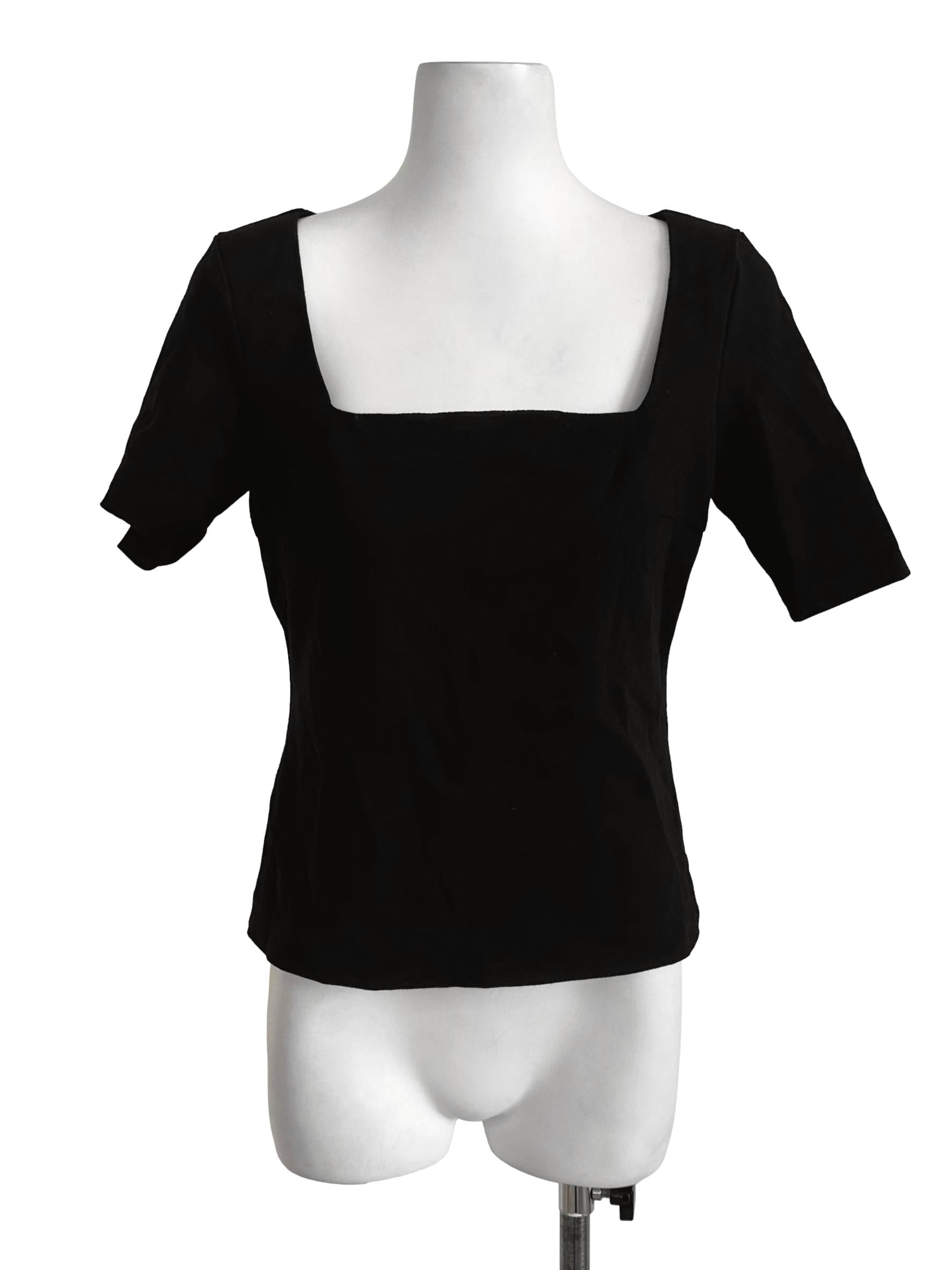 Black Plain Square Neck Top LB