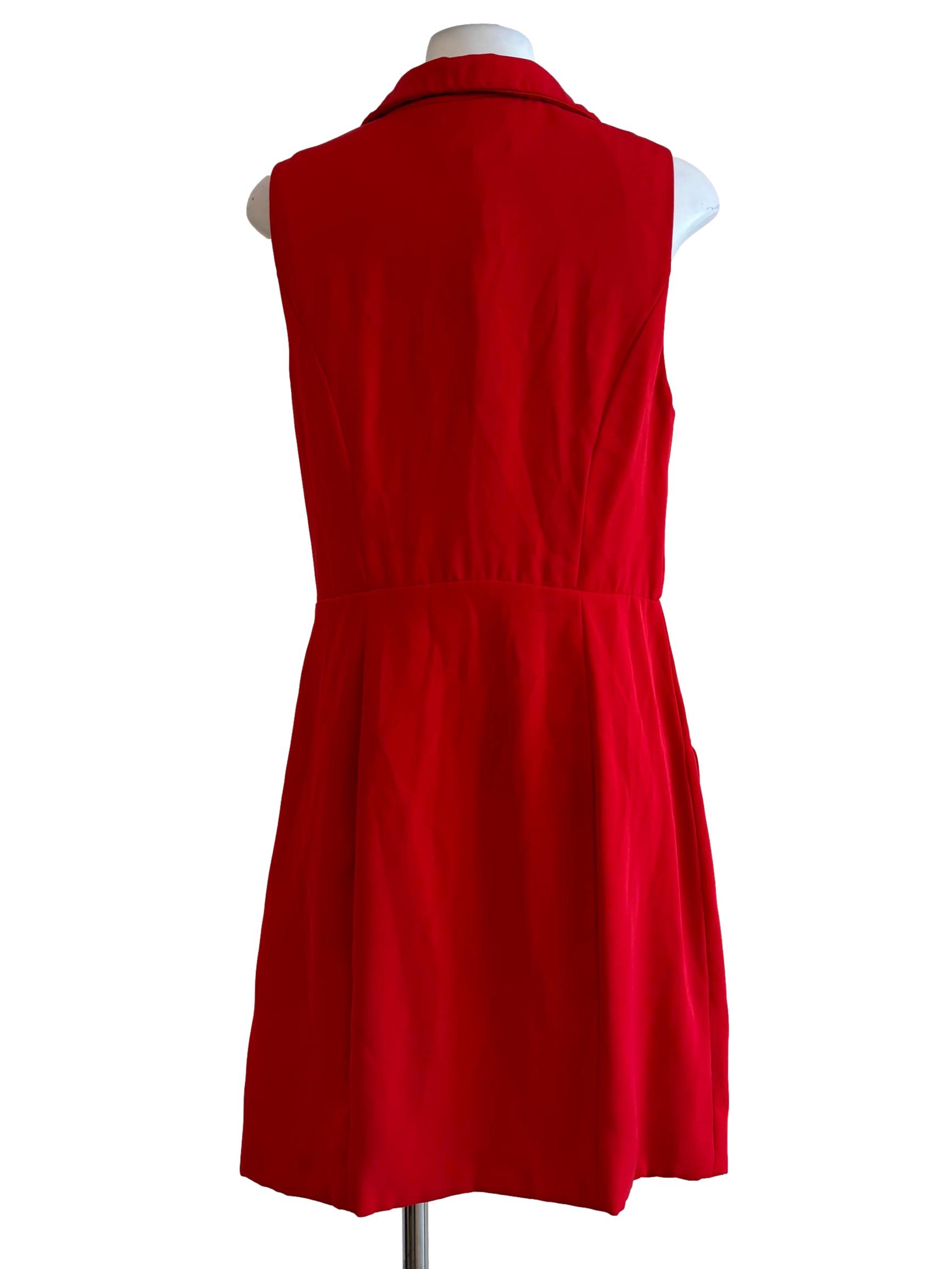 Red Sleeveless Surplice Formal Dress