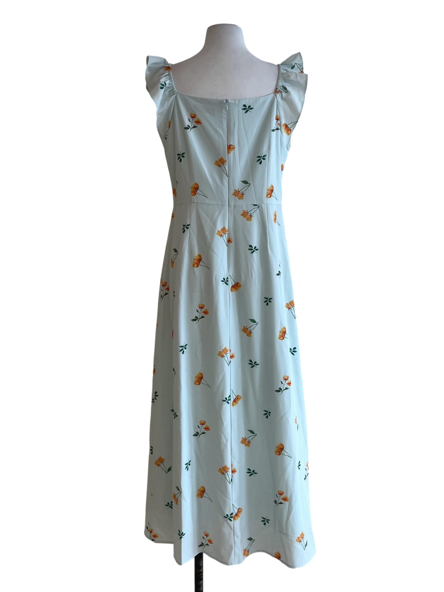 Sky Blue Floral Empire Dress