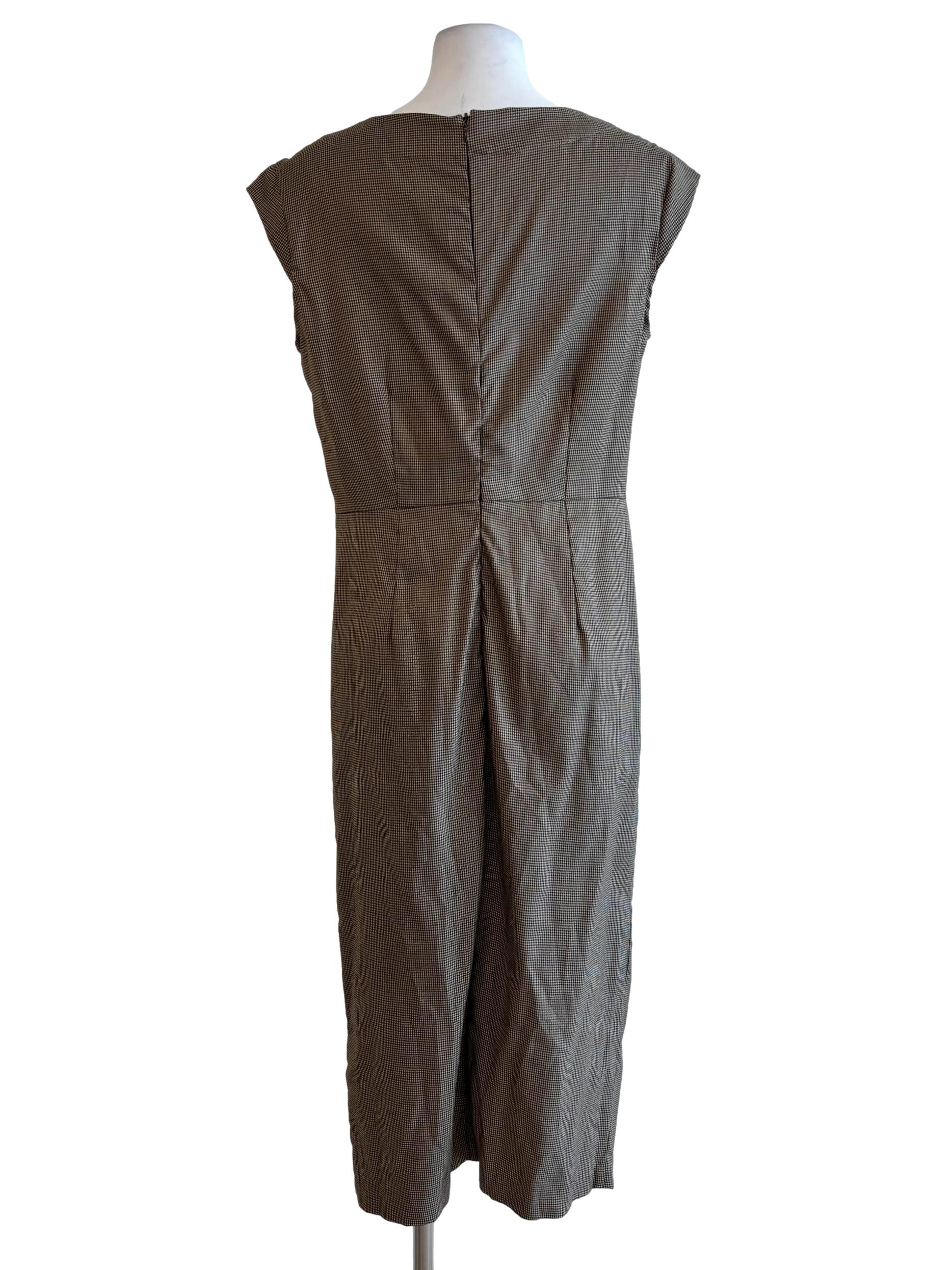 Buff Brown Houndstooth Shift Dress