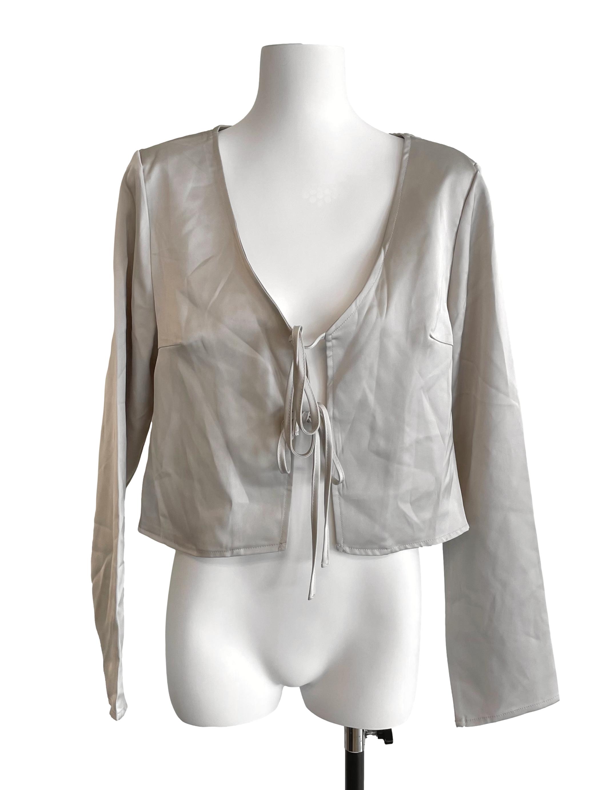 Bone Satin Tie Knot Jacket