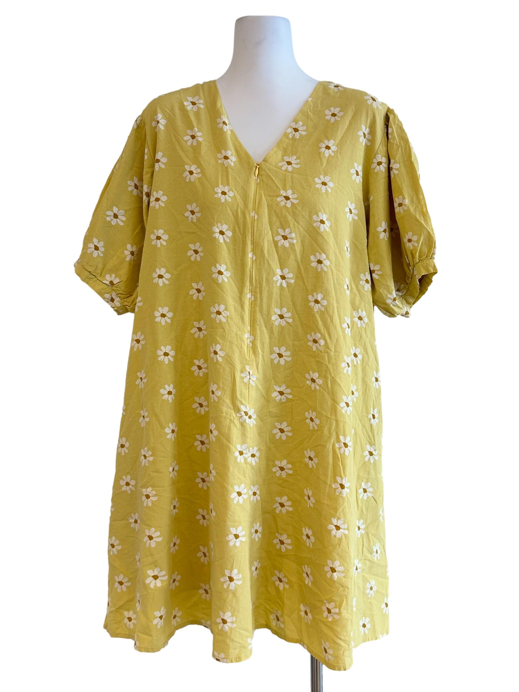 Butter Yellow Flower Printed Dress