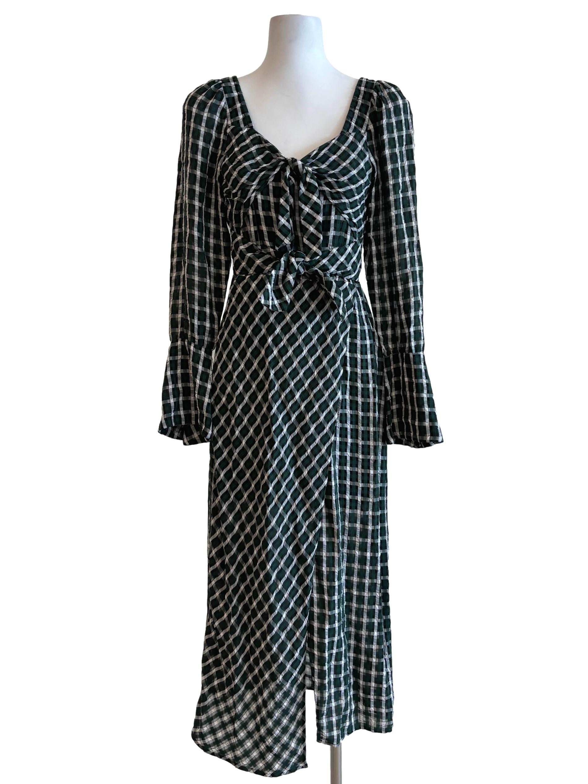 Hunter Green Patterned Sweetheart Dress