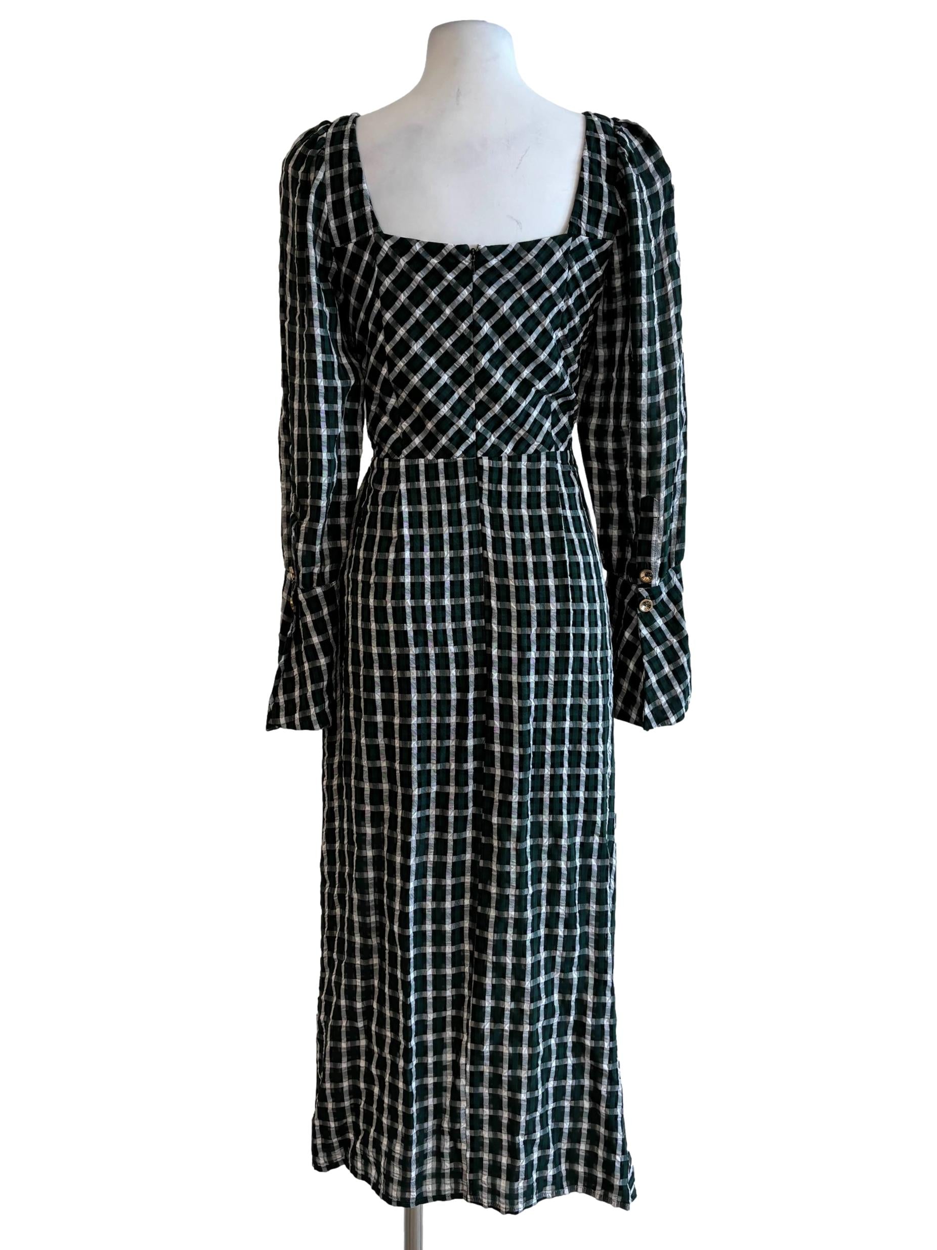 Hunter Green Patterned Sweetheart Dress
