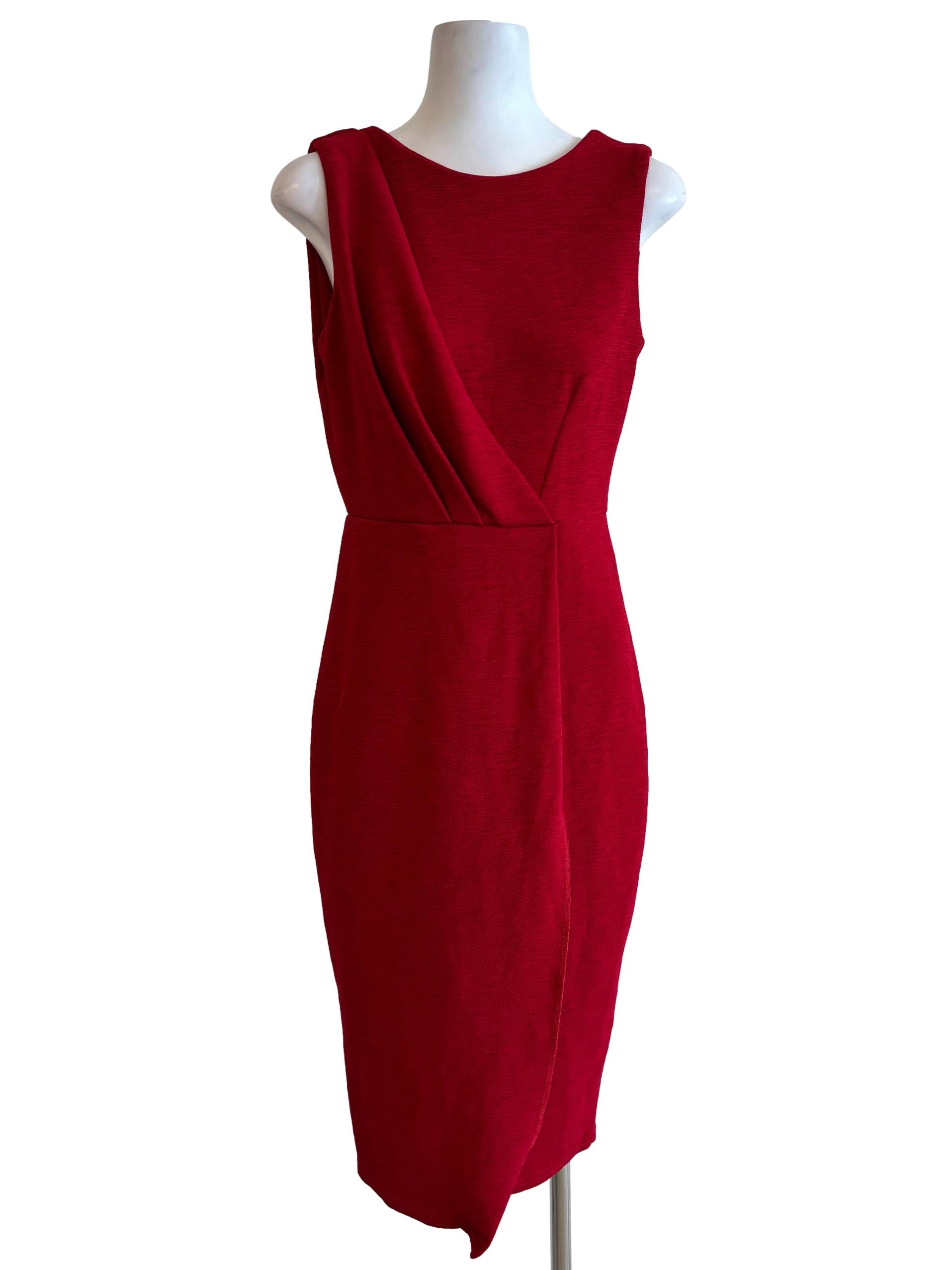 Crimson Red Sleeveless Pencil Dress
