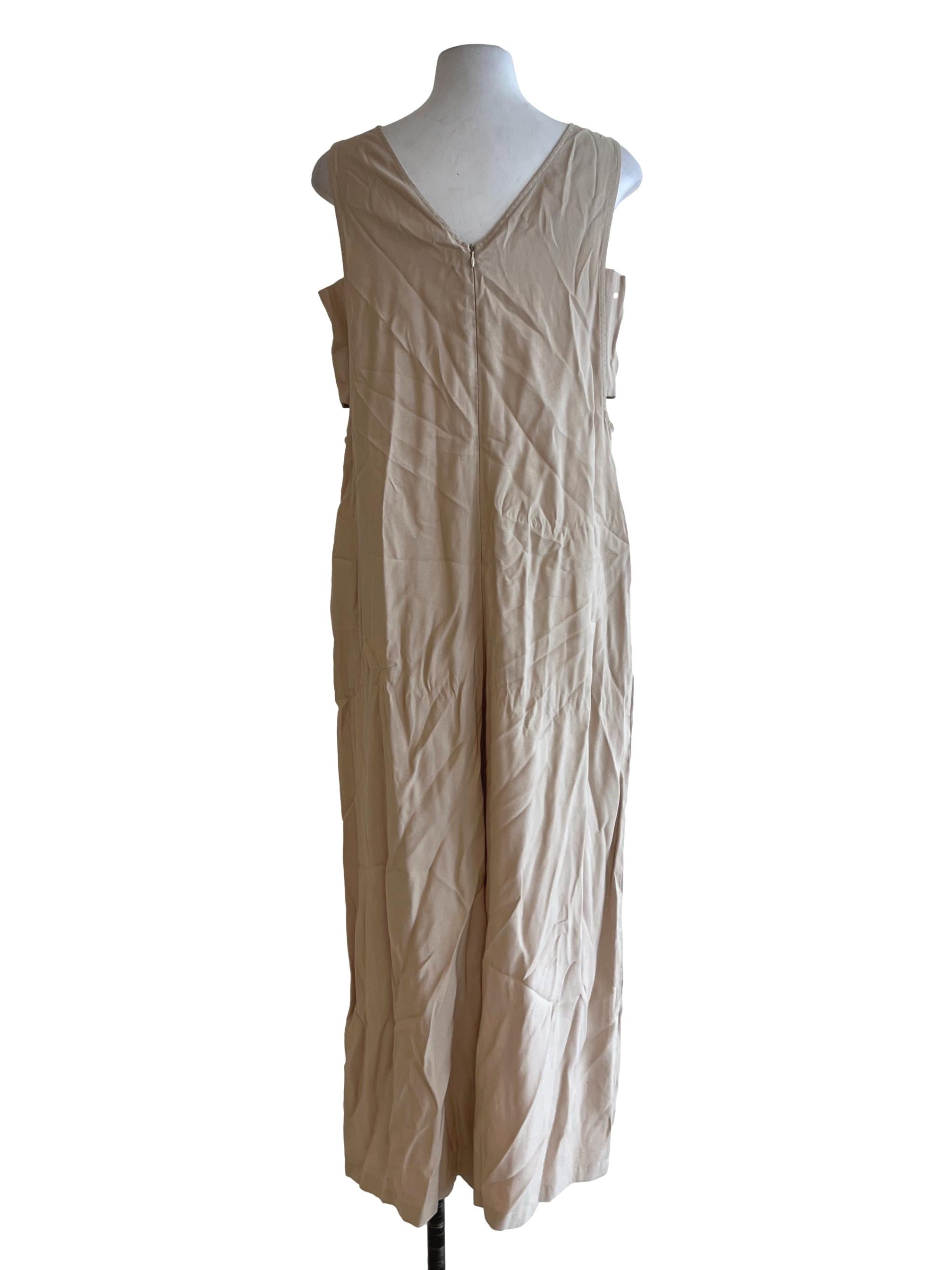 Beige V-Neckline Jumpsuit