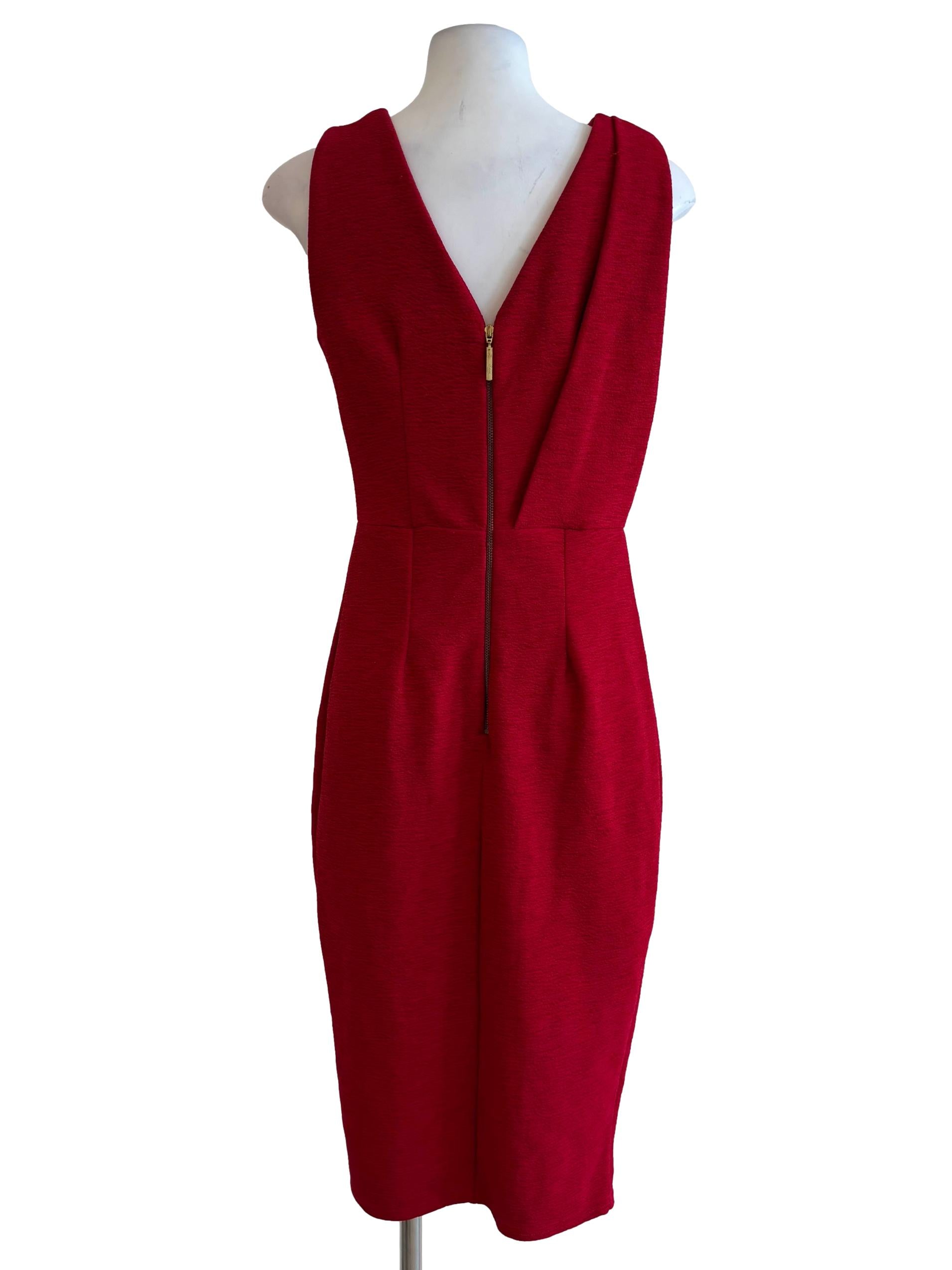 Crimson Red Sleeveless Pencil Dress