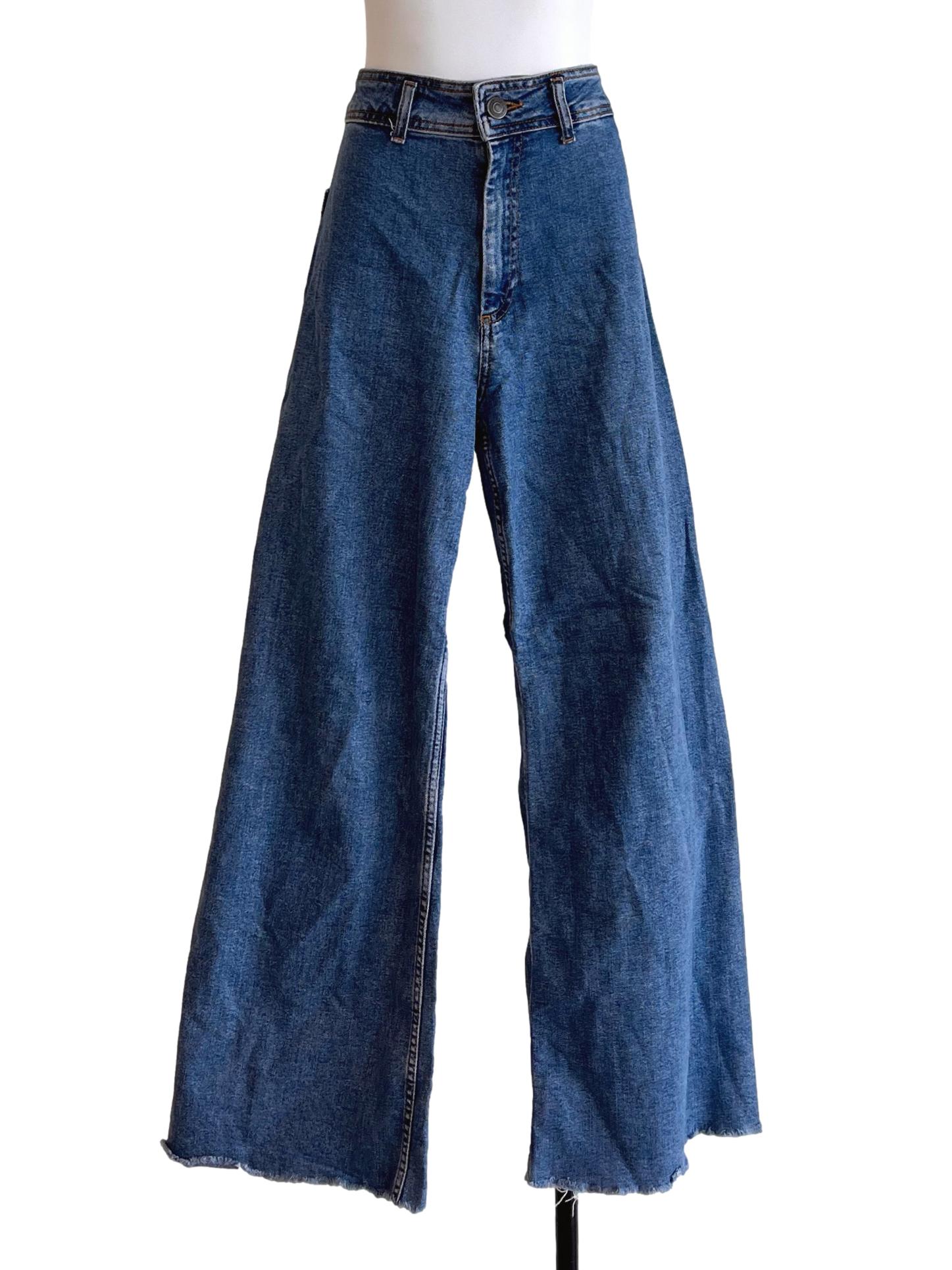 Denim Blue Wide Leg Jeans