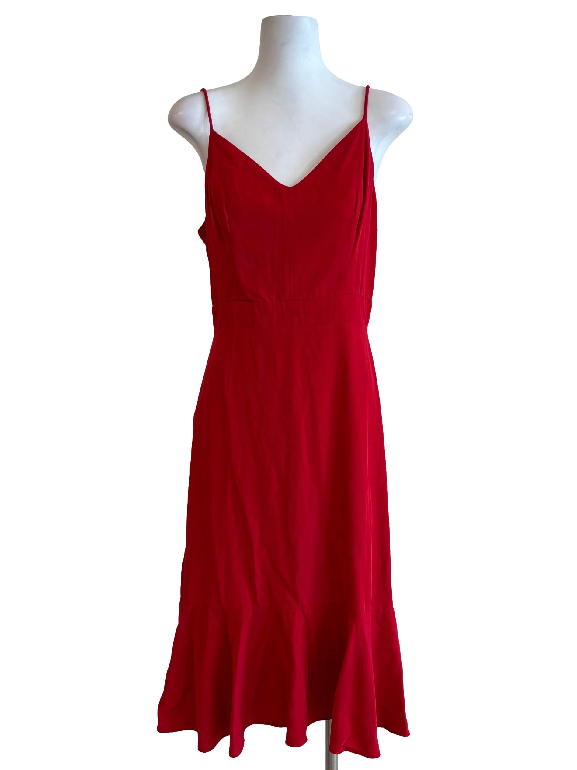 Red Drop Waist Spaghetti Strap Dress