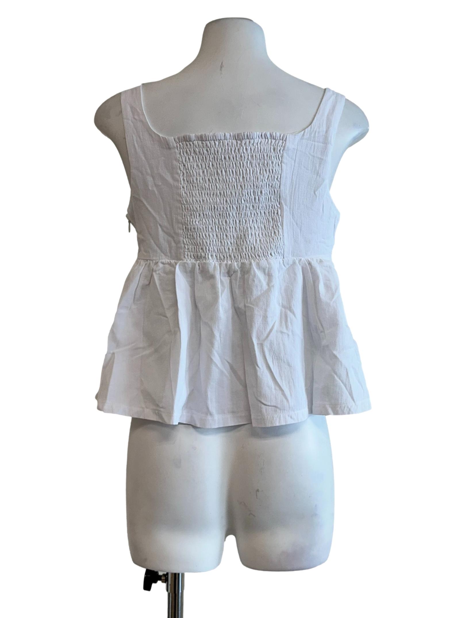 Porcelain White Peplum Sleeveless Top