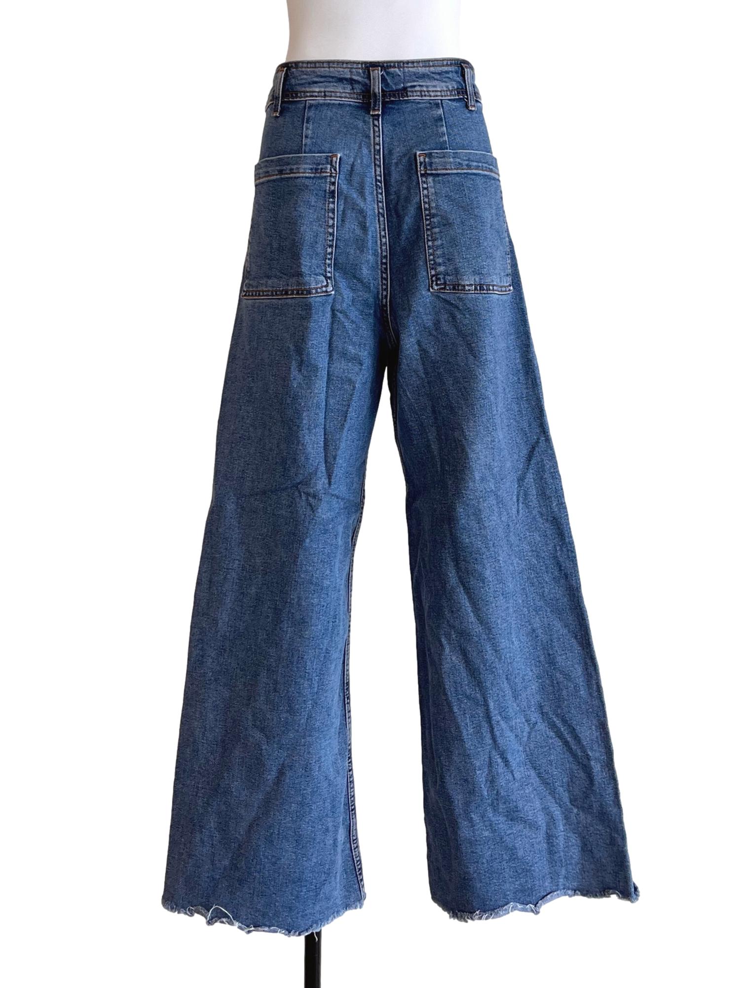 Denim Blue Wide Leg Jeans