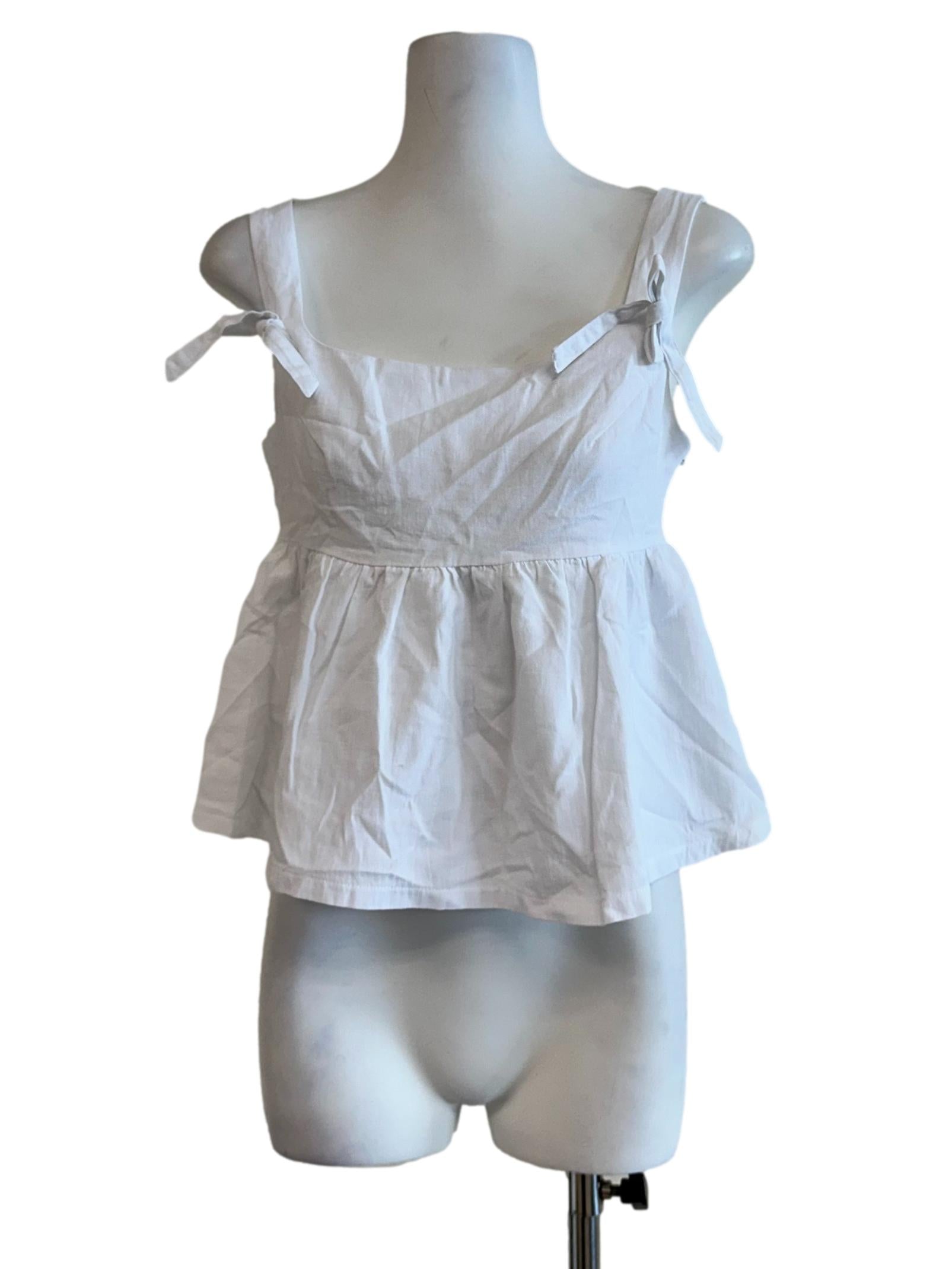 Porcelain White Peplum Sleeveless Top