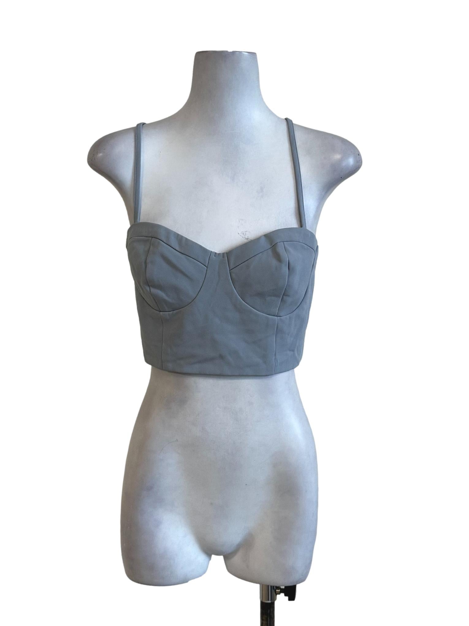 Stone Blue Plain Crop Top