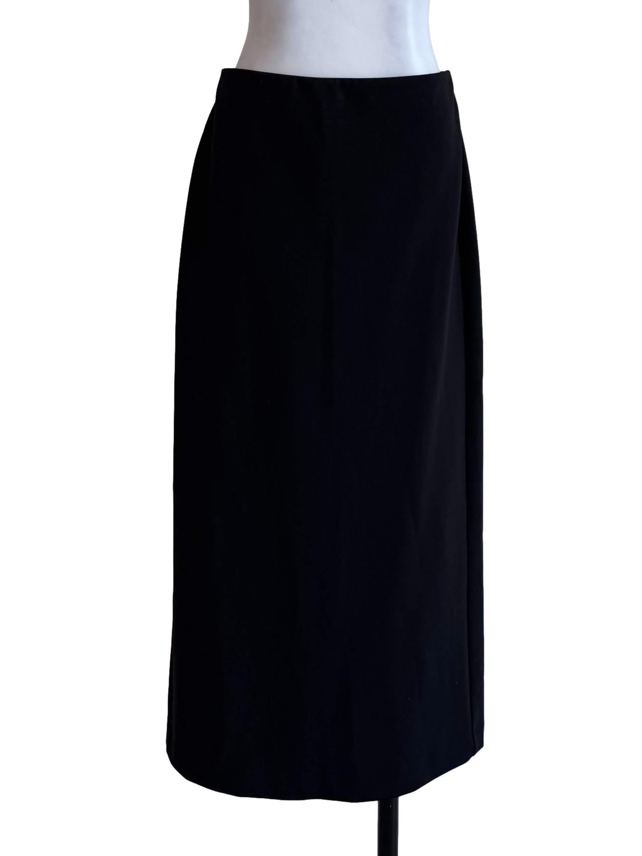 Carbon Black Back Slit Pencil Skirt