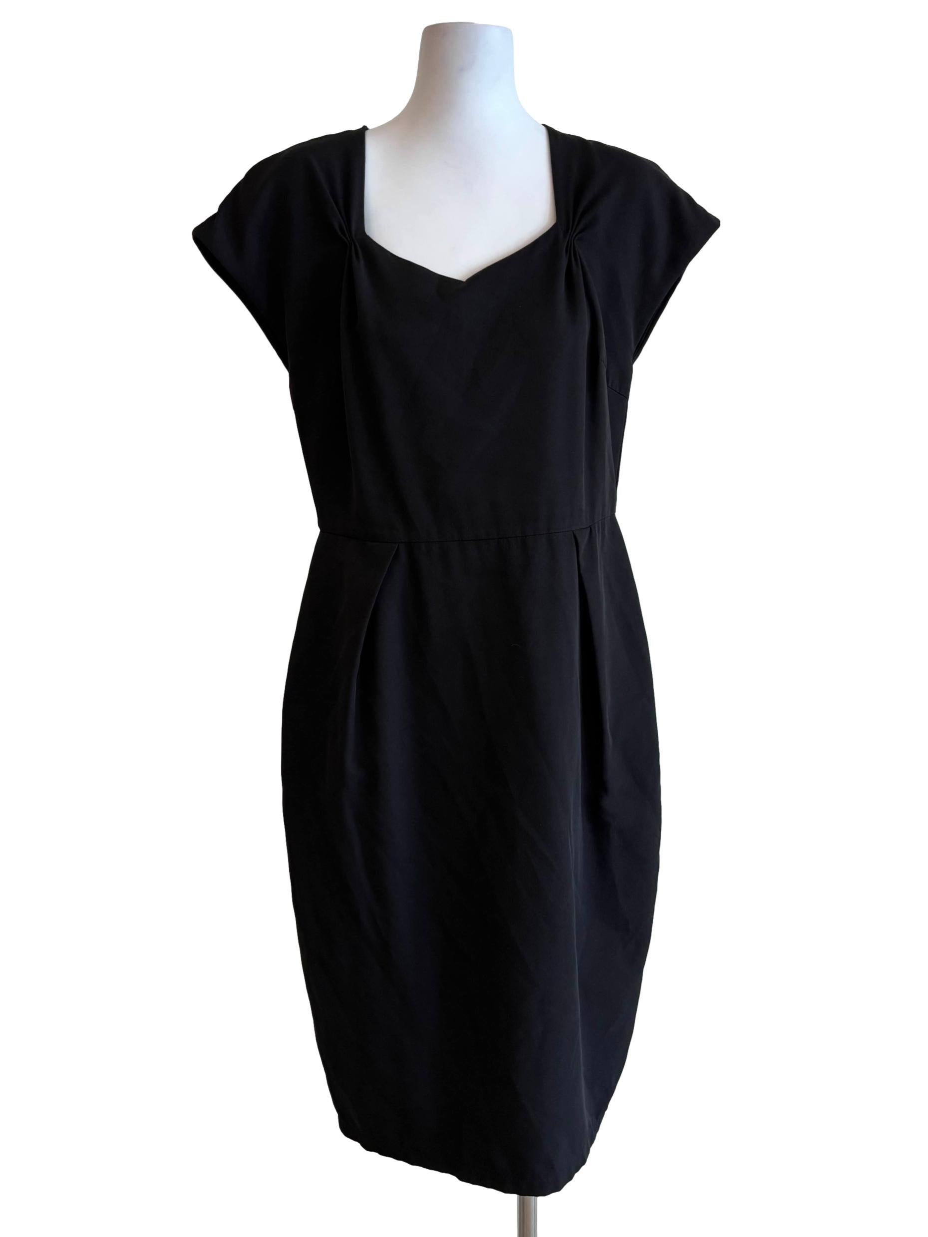 Soft Black Square Neck Pencil Dress