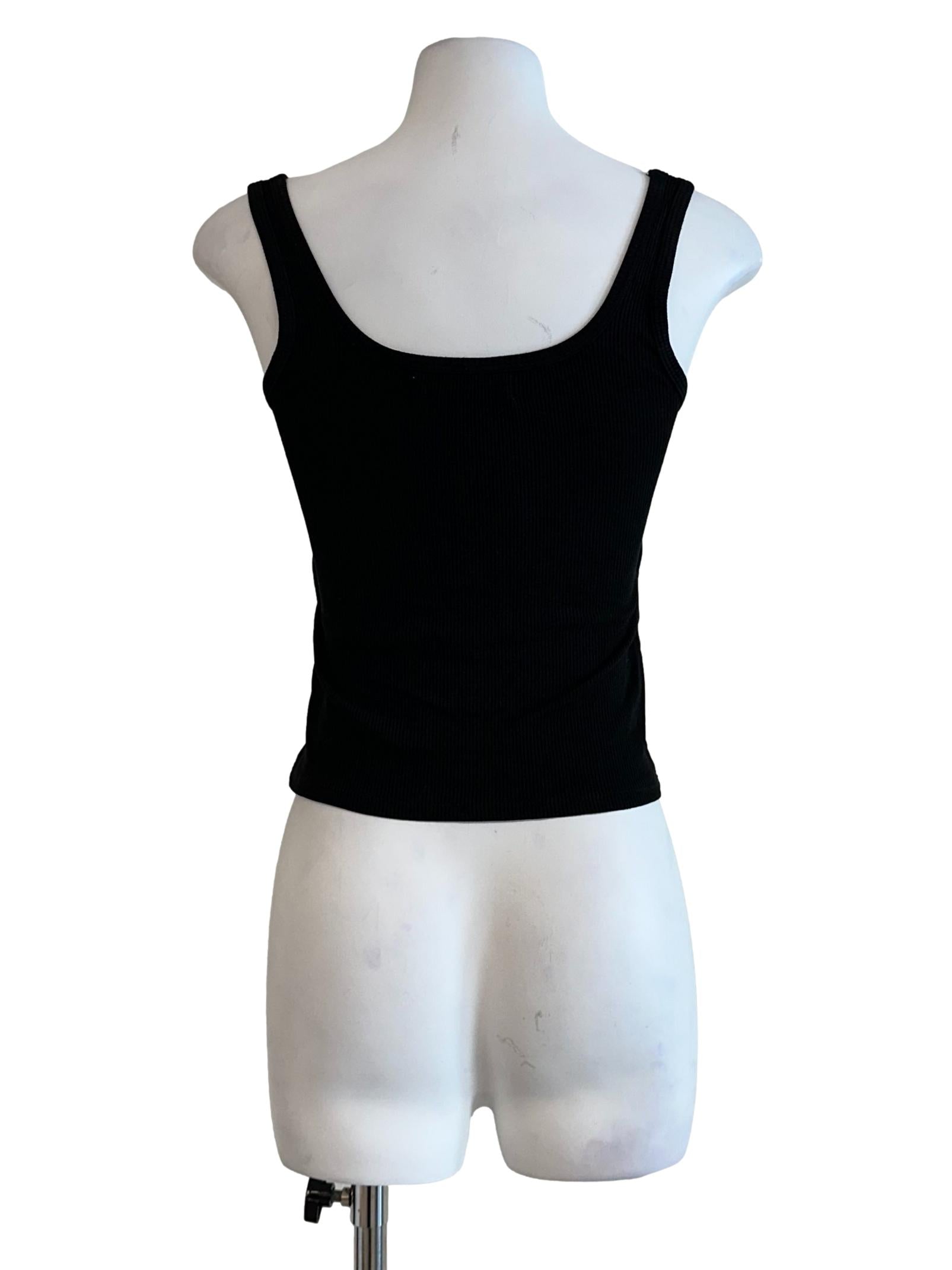 Midnight Black Padded Texture Sleeveless Top