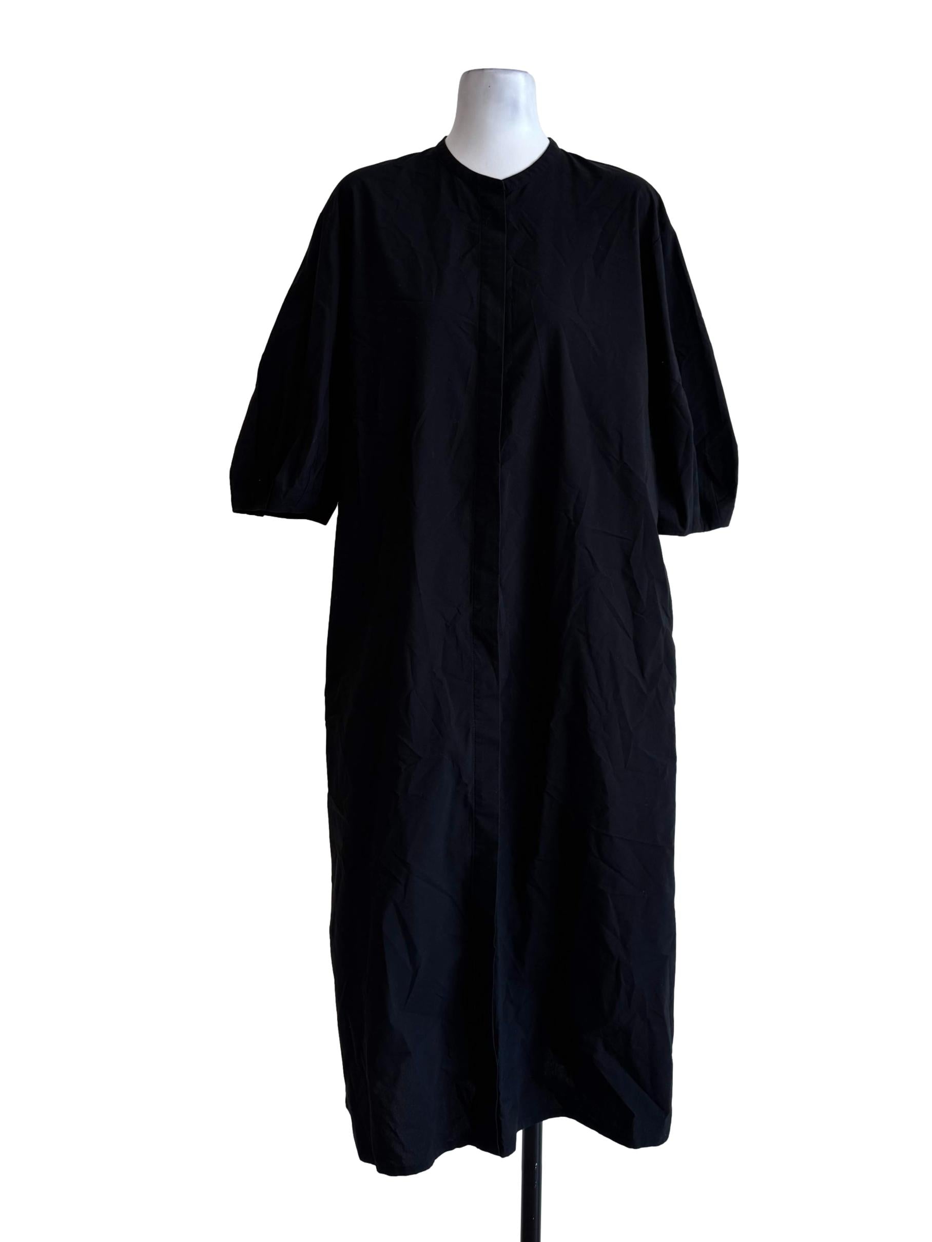 Ink Black Mid Sleeve Shirt Dress