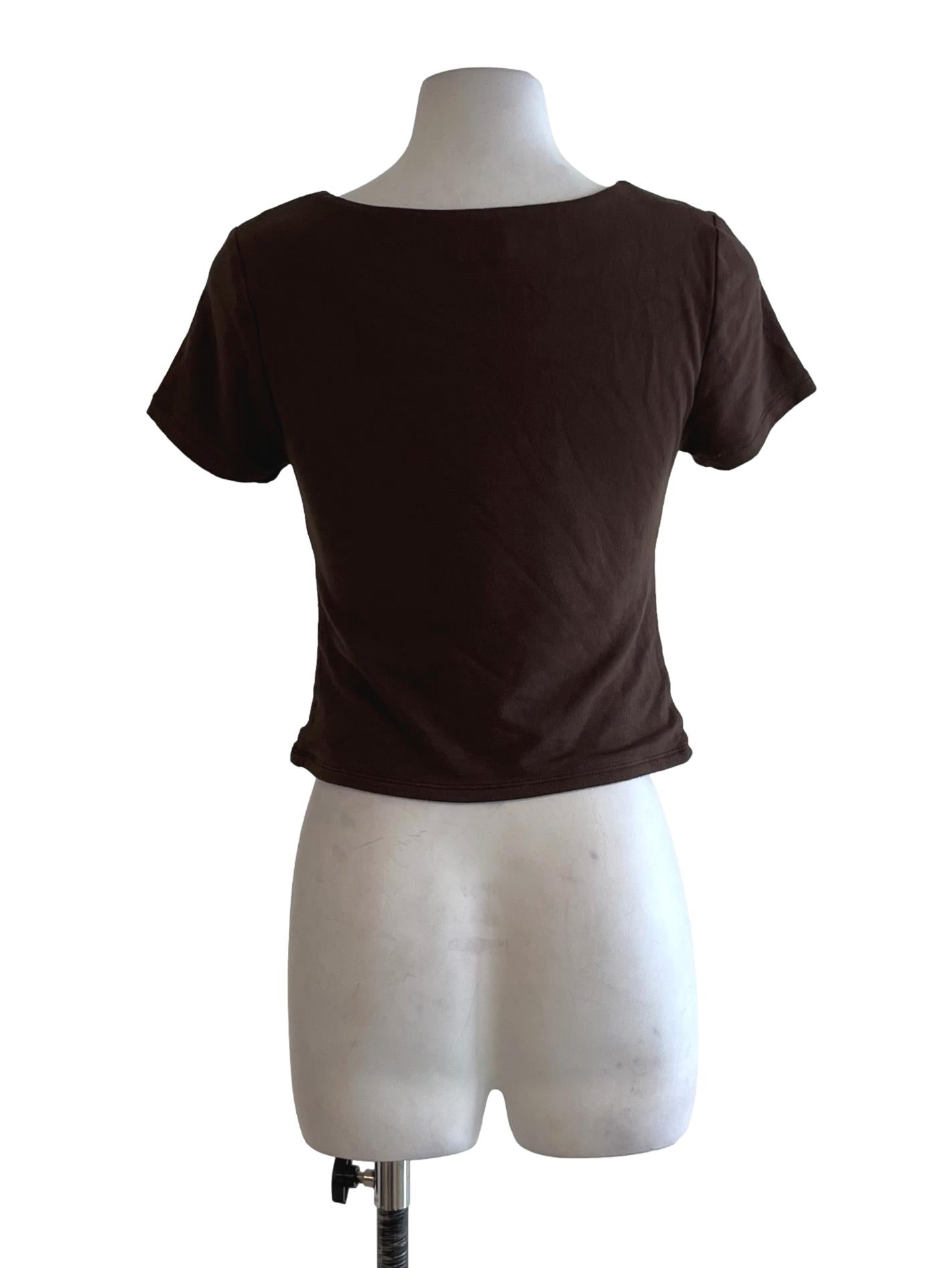 Brown Square Neckline Blouse