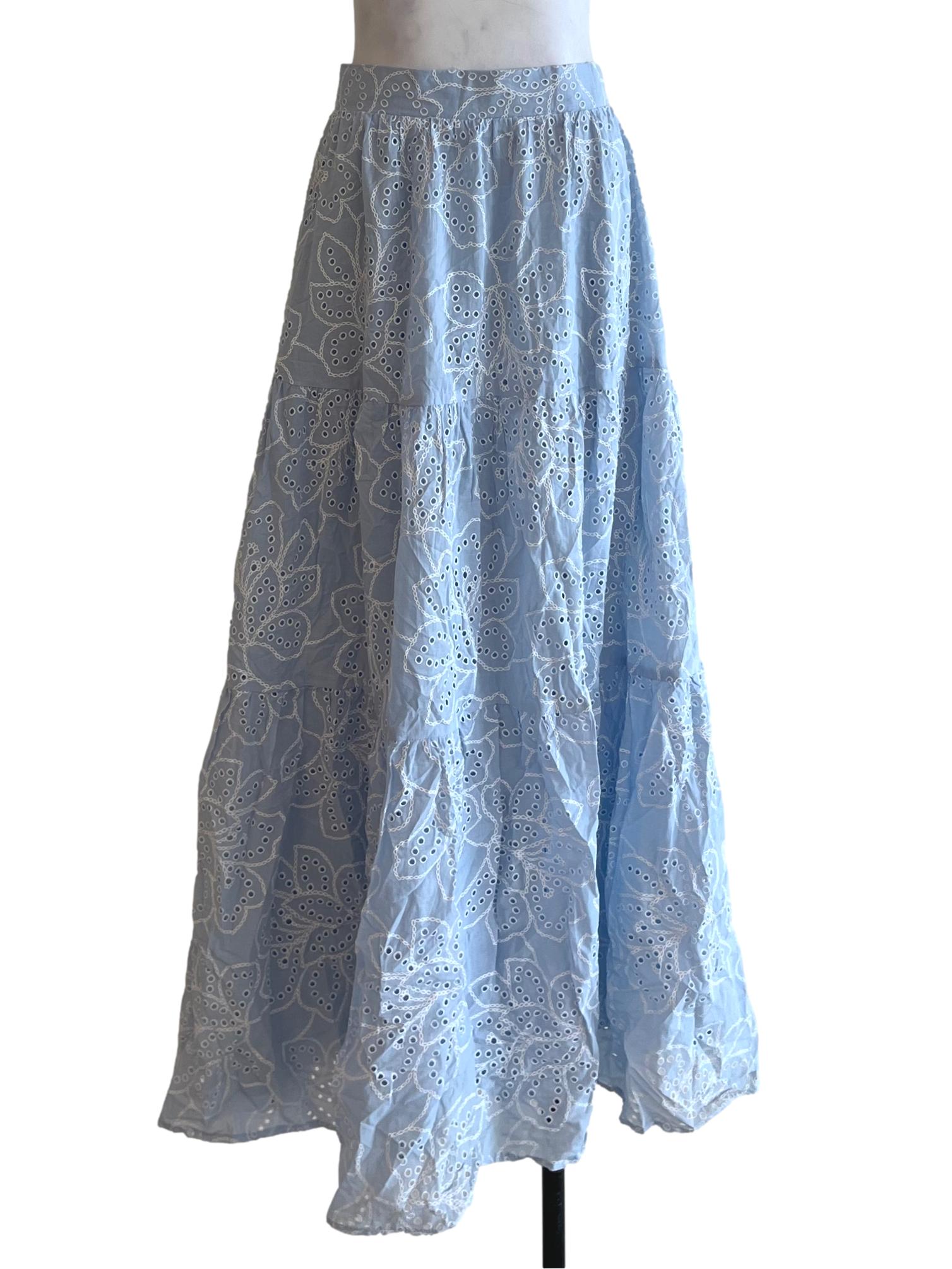 Sky Blue Birdseye A-Line Skirt
