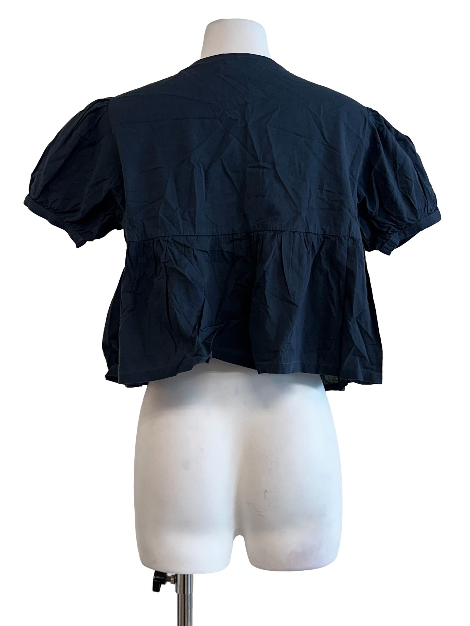 Blue Black Tie Top