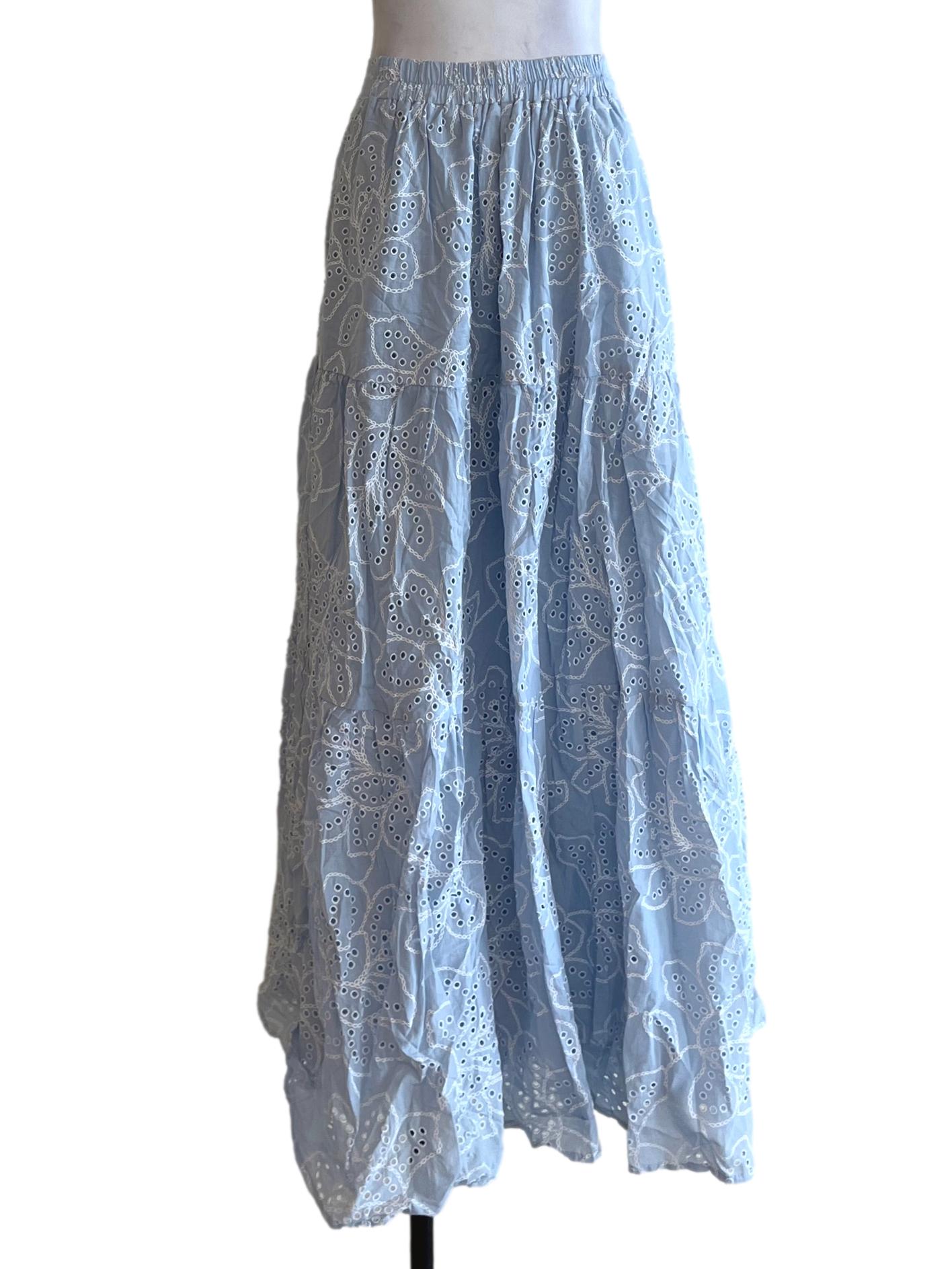 Sky Blue Birdseye A-Line Skirt