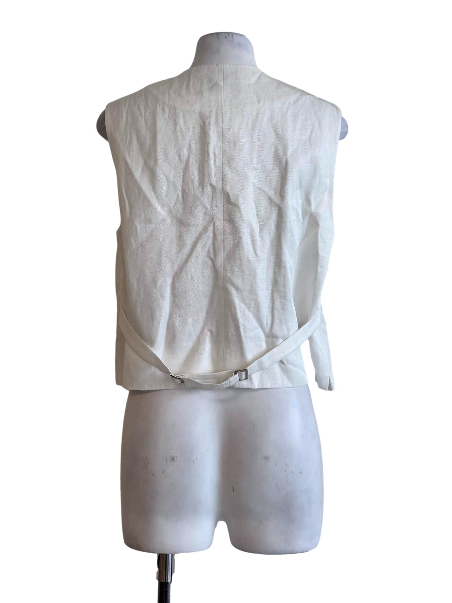 Cotton White V Neck Vest