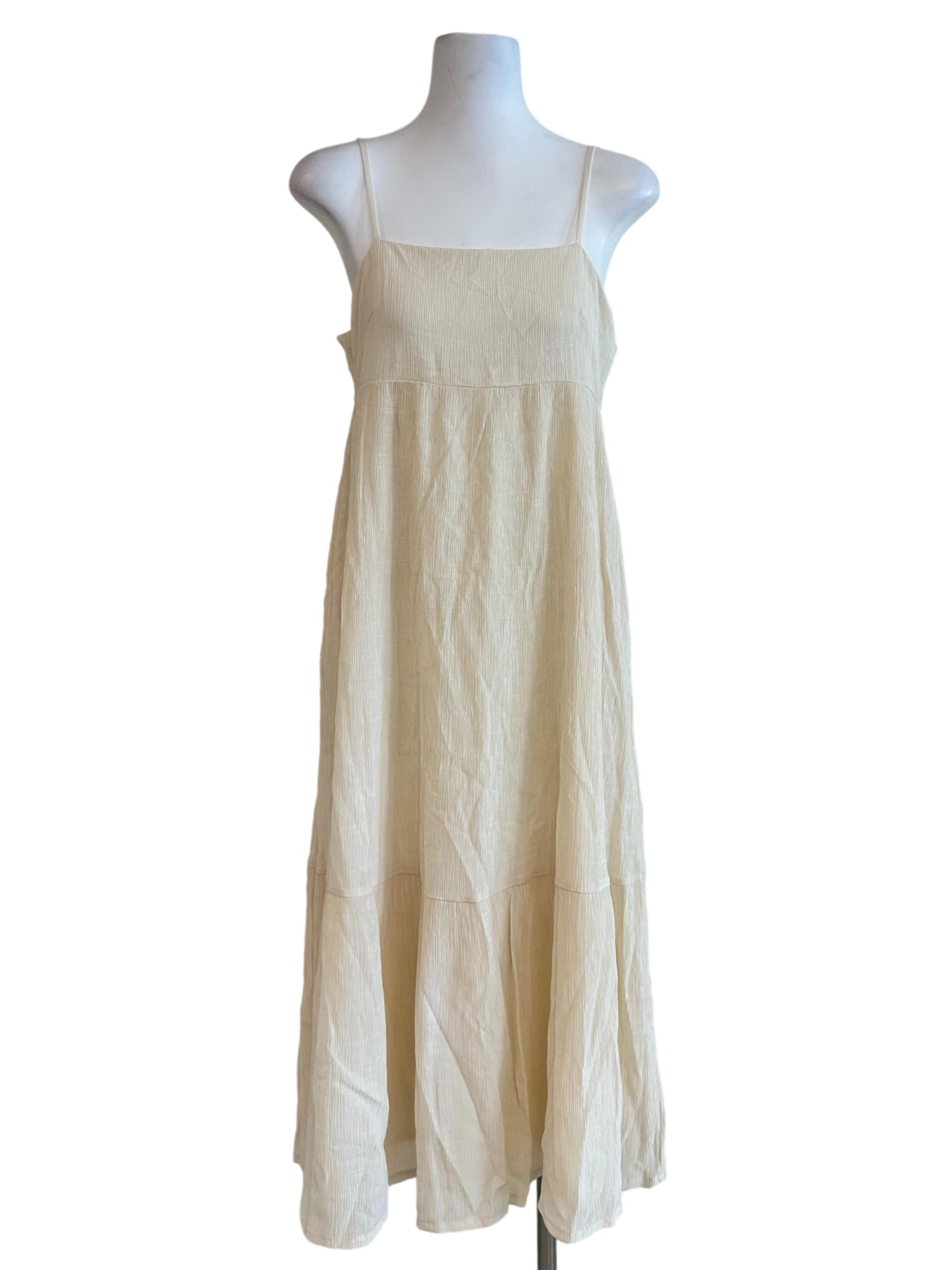 Cream White Texture Maxi Dress