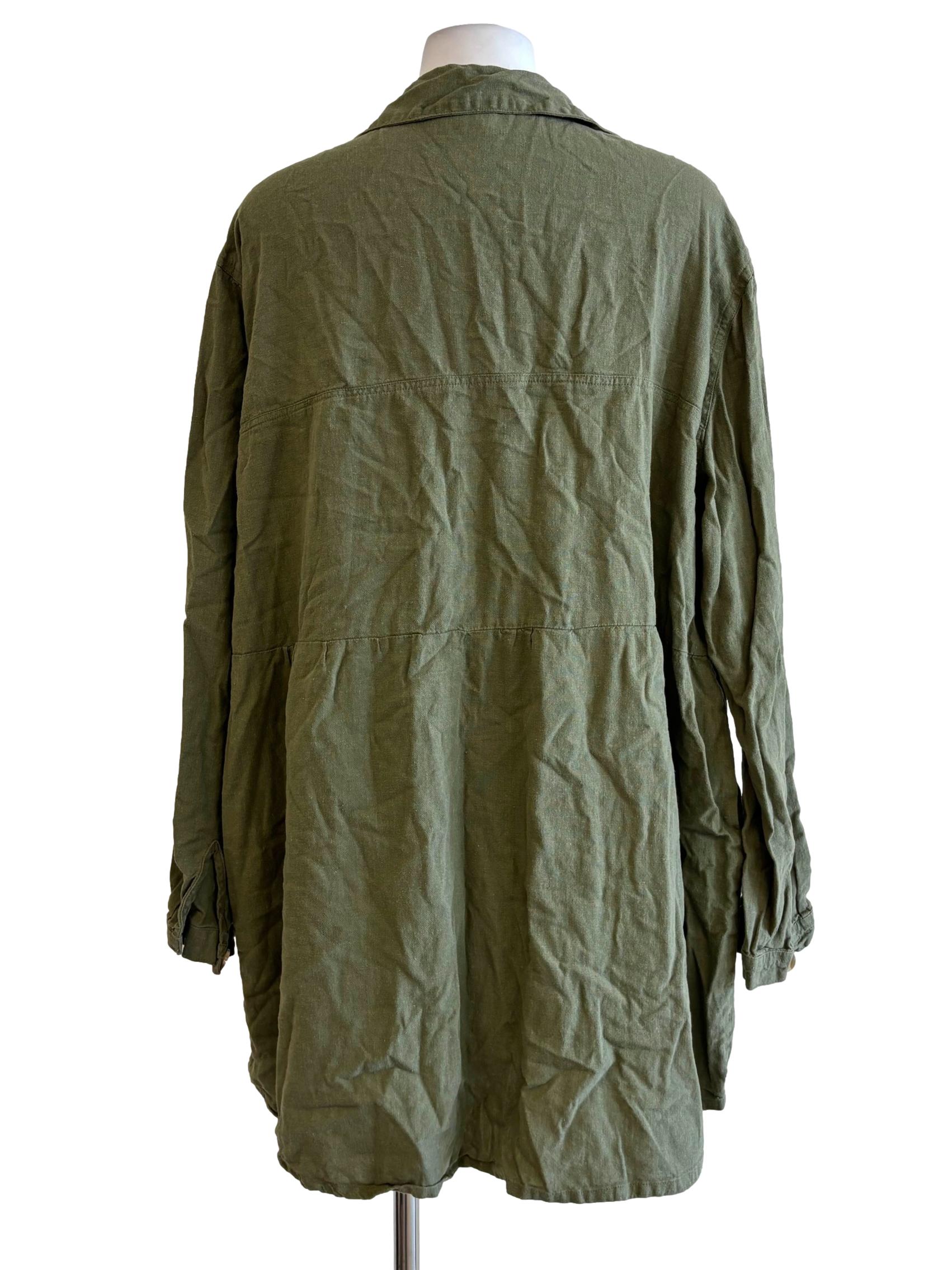 Avocado Green Buttoned Shirt Dress