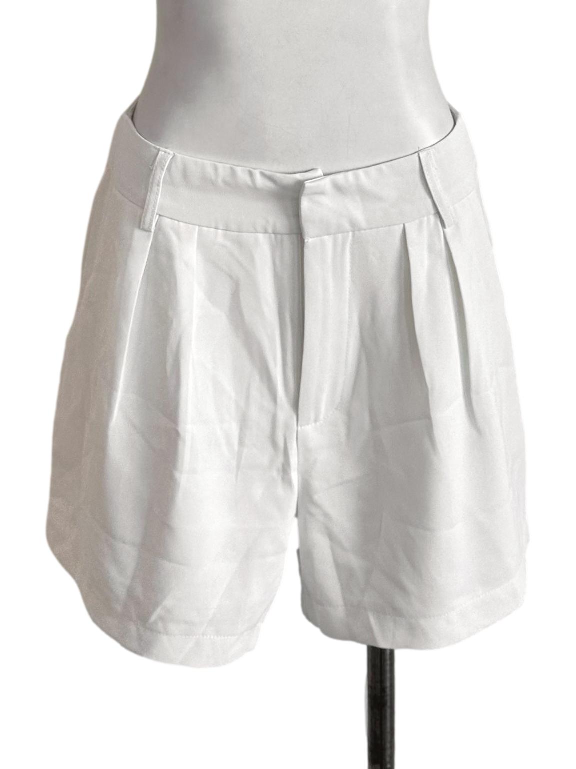 Ivory White Plain Shorts