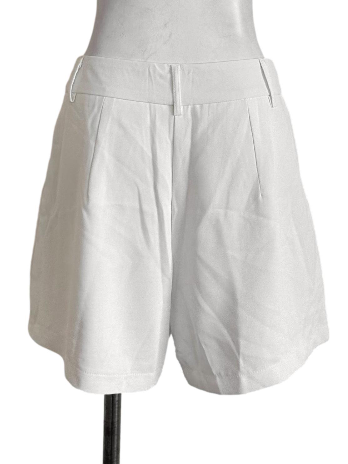 Ivory White Plain Shorts