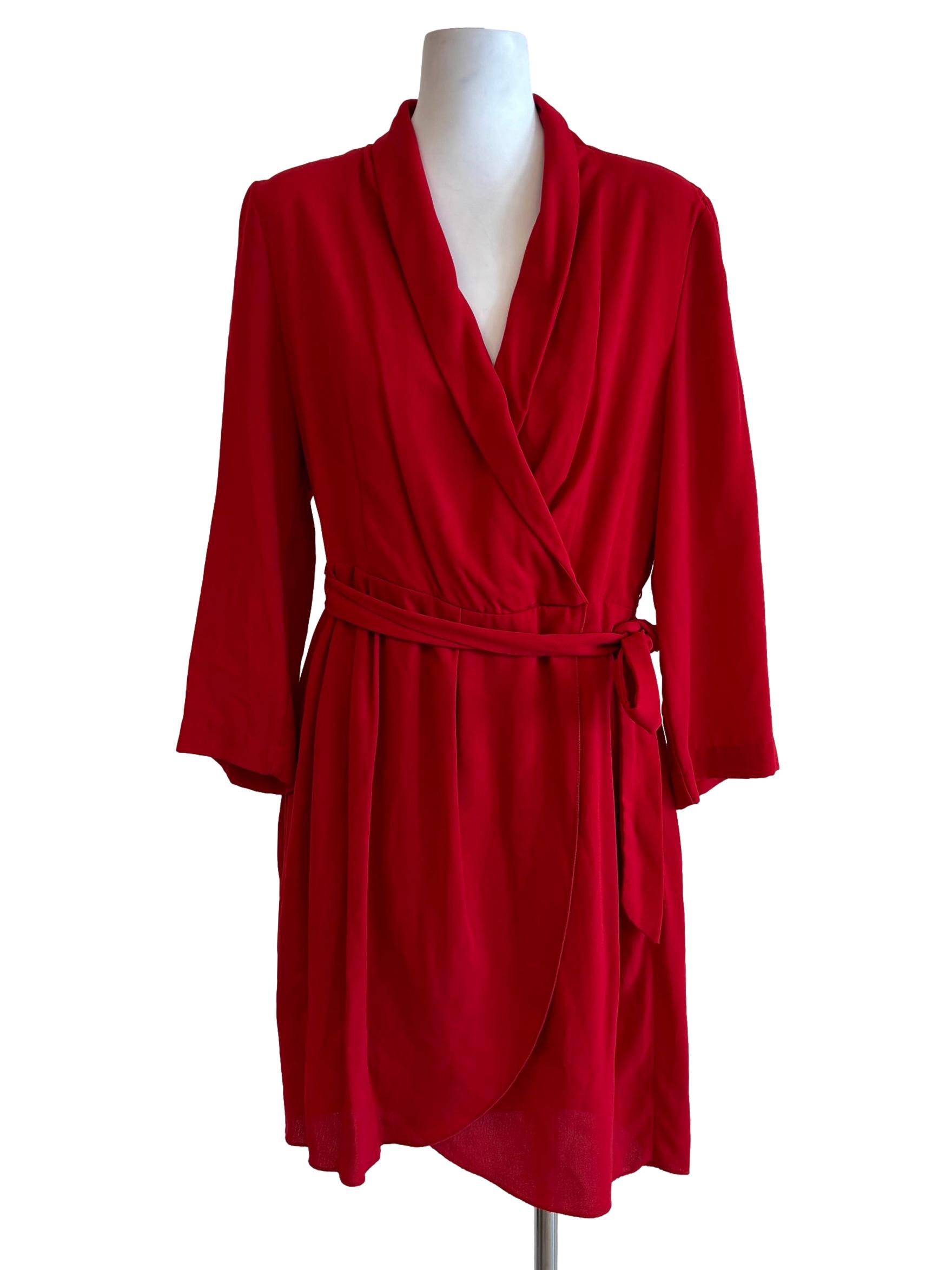 Apple Red Surplice Formal Dress