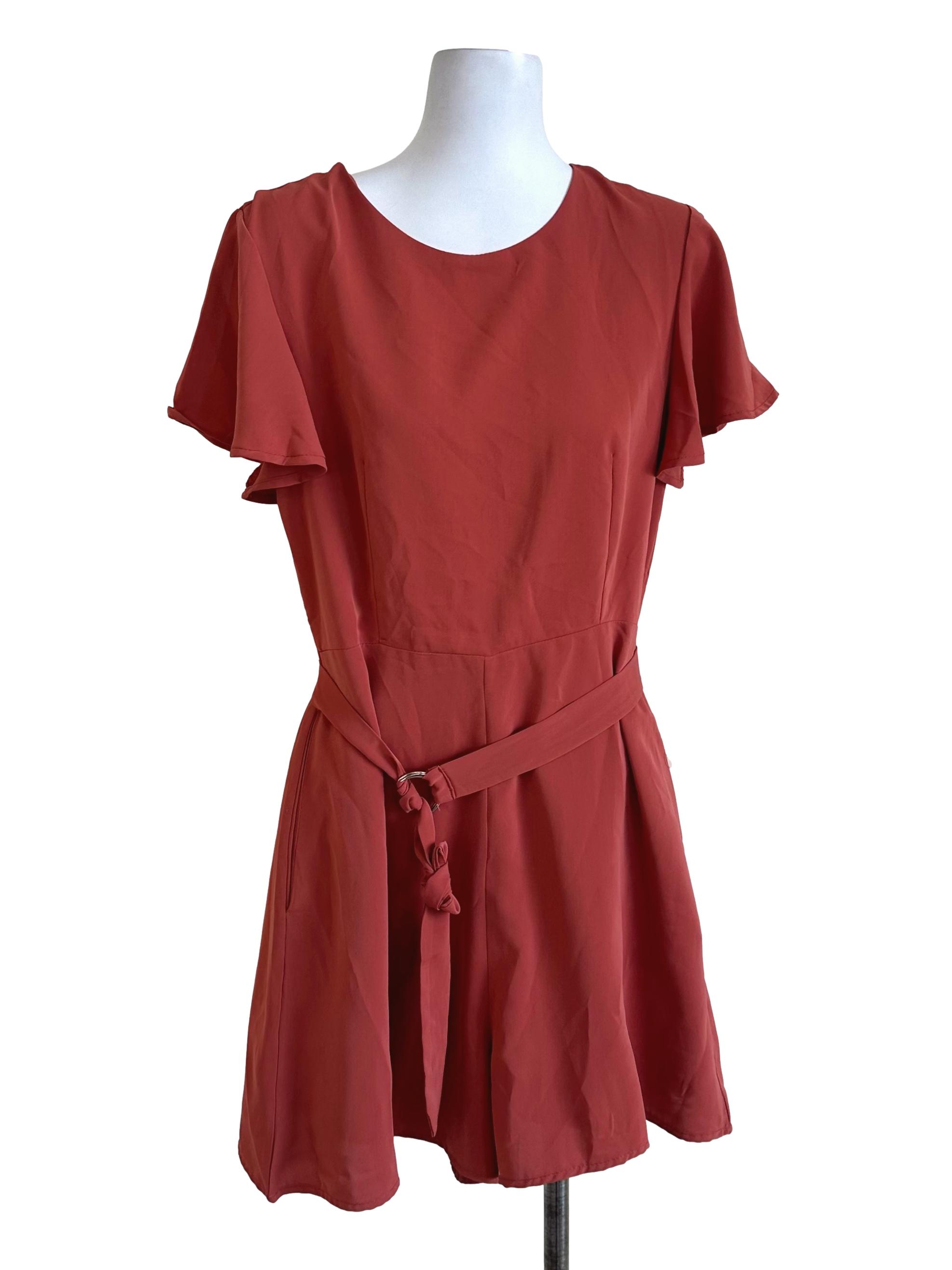 Brick Orange Plain Rompers