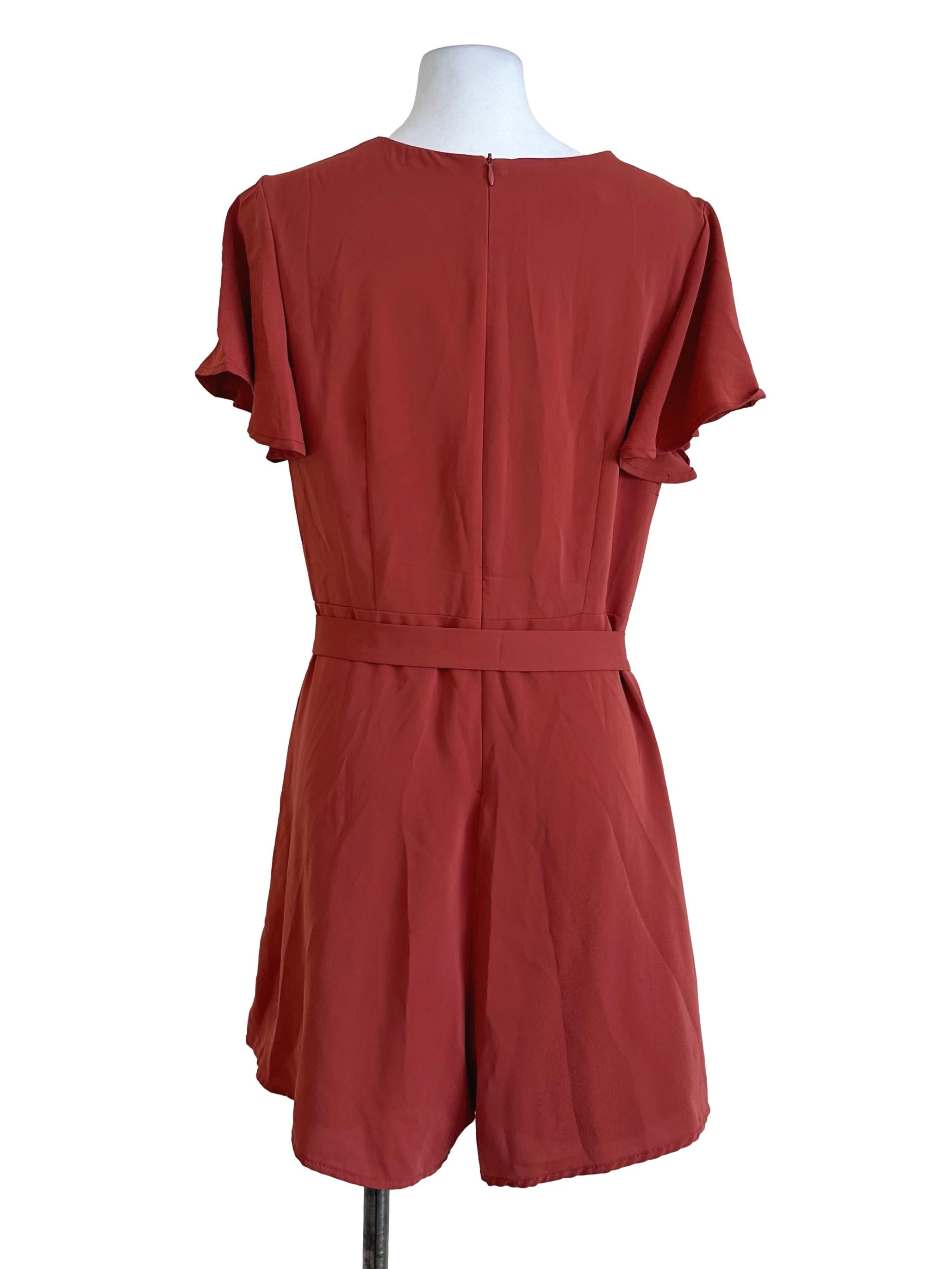 Brick Orange Plain Rompers