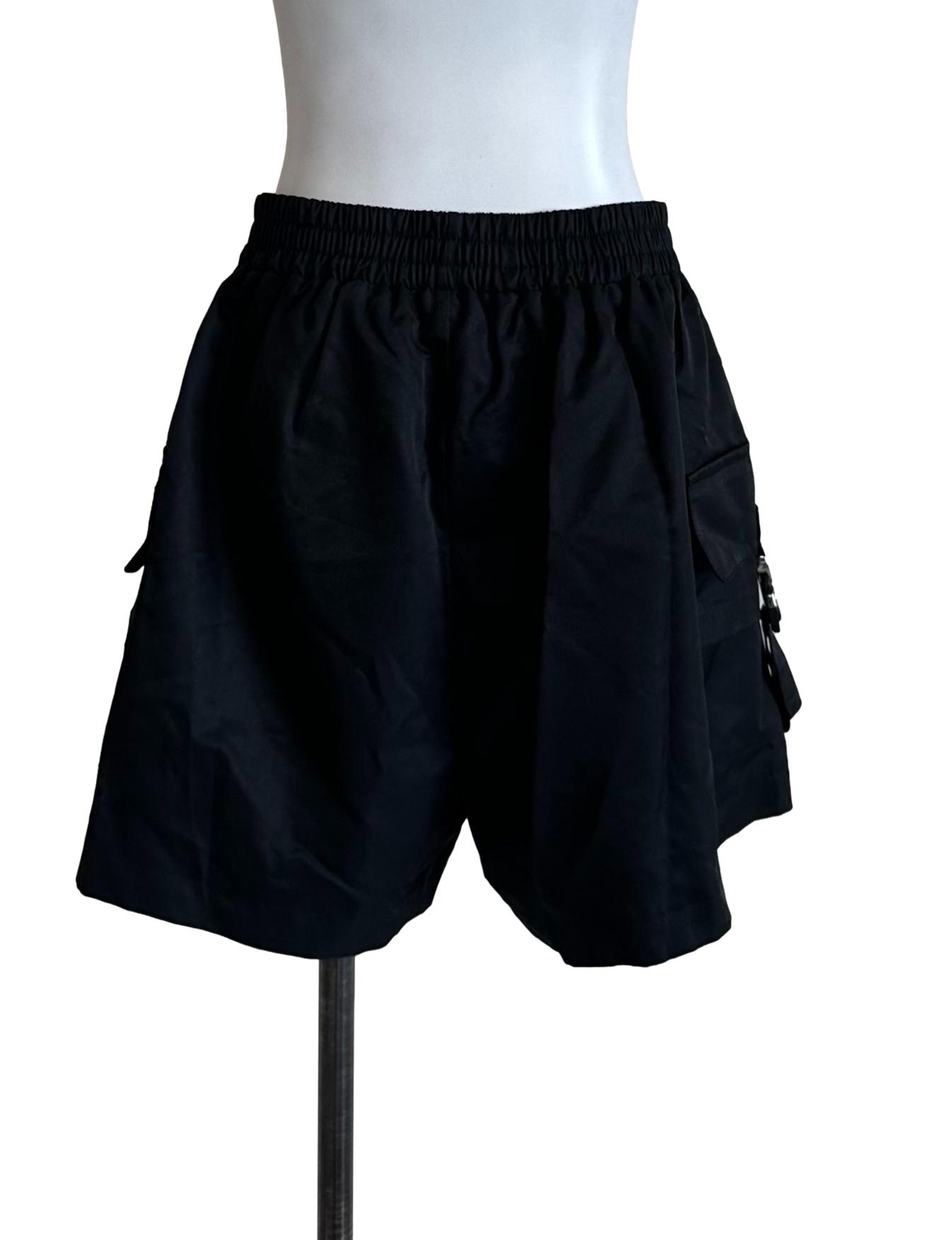 Onyx Black Elastic Waist Shorts