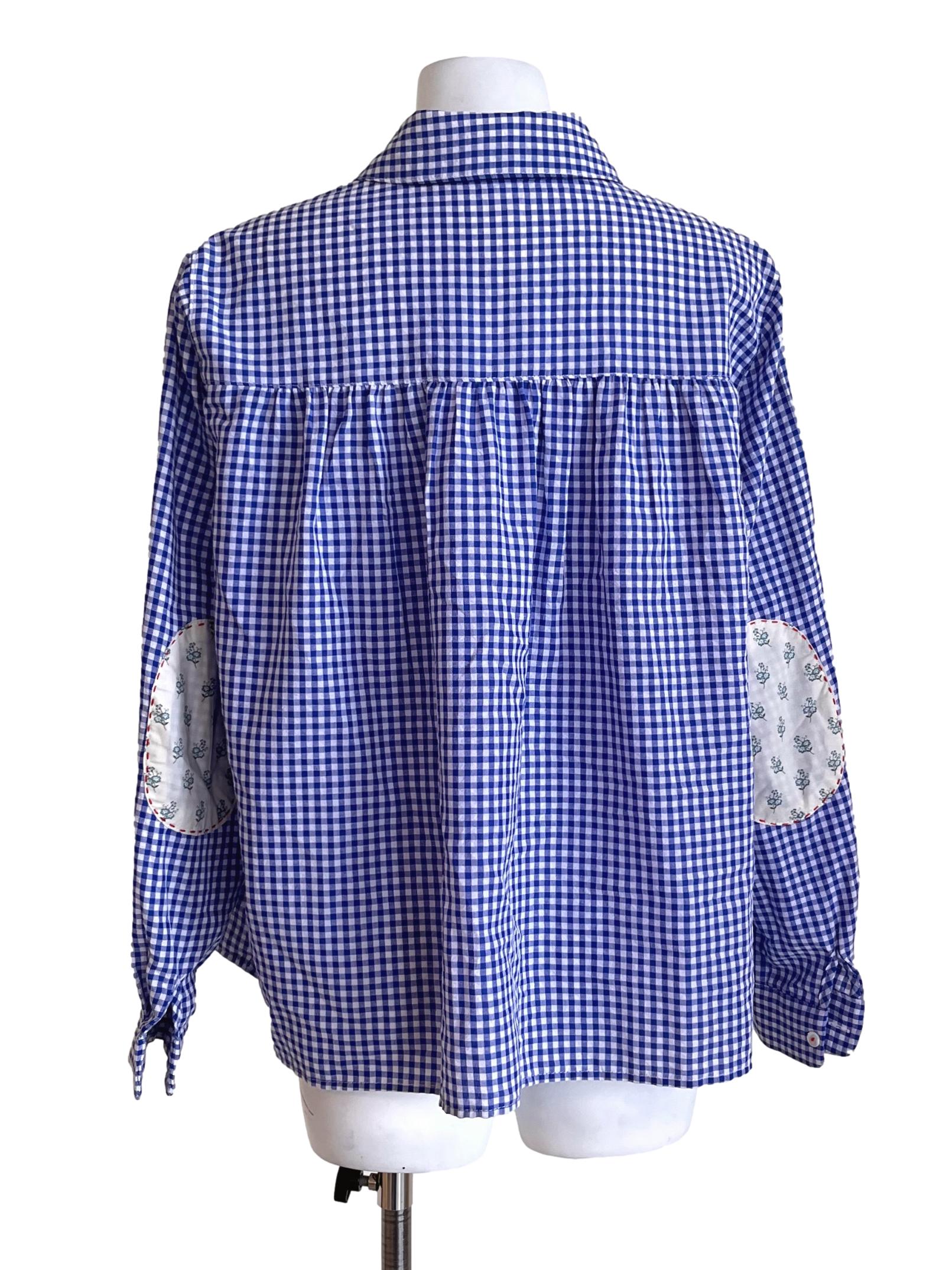 Indigo Blue Checked Oversized Blouse